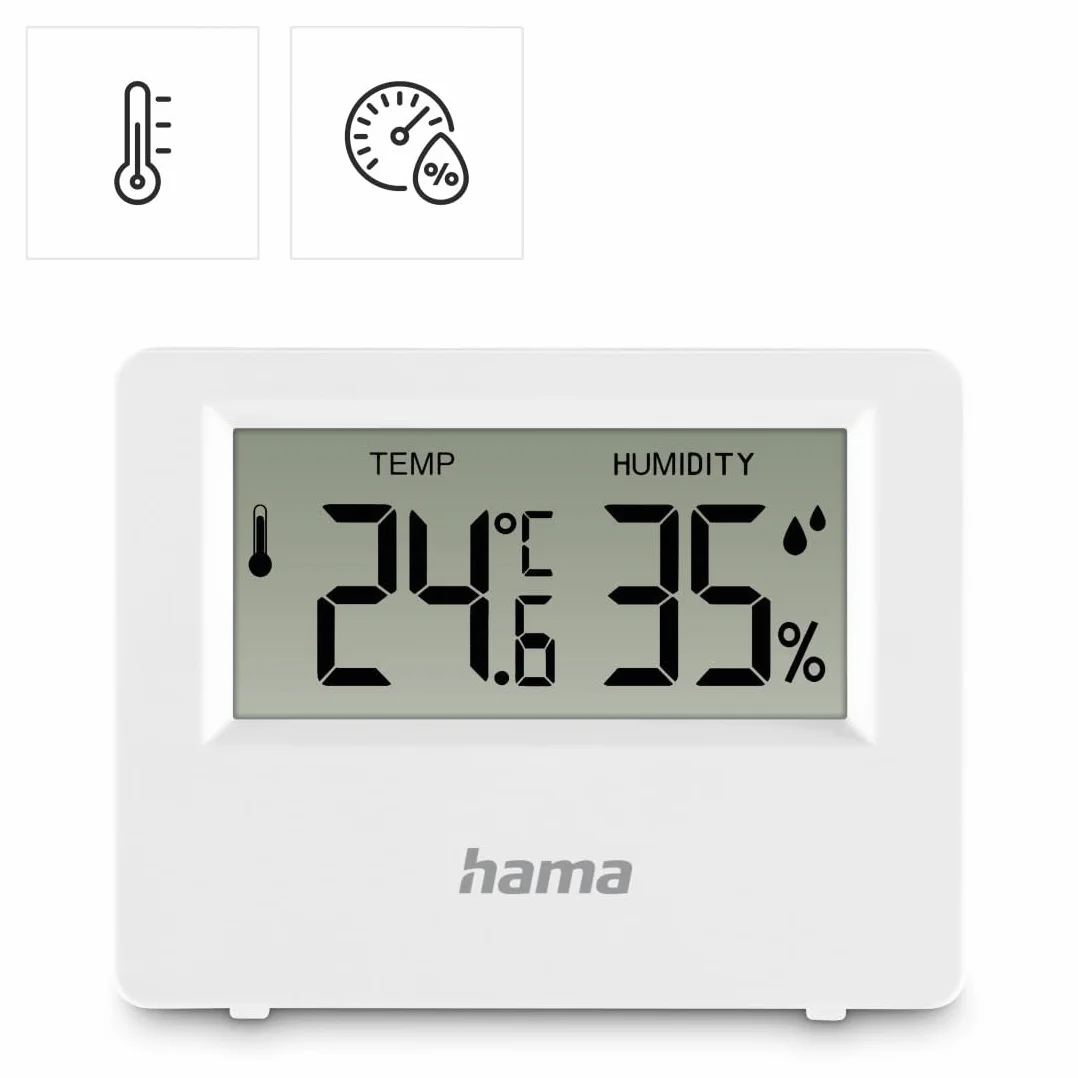Hama Ebro termometr higrometr pokojowy cyfrowy z podstawką stojący temperatura wilgotność