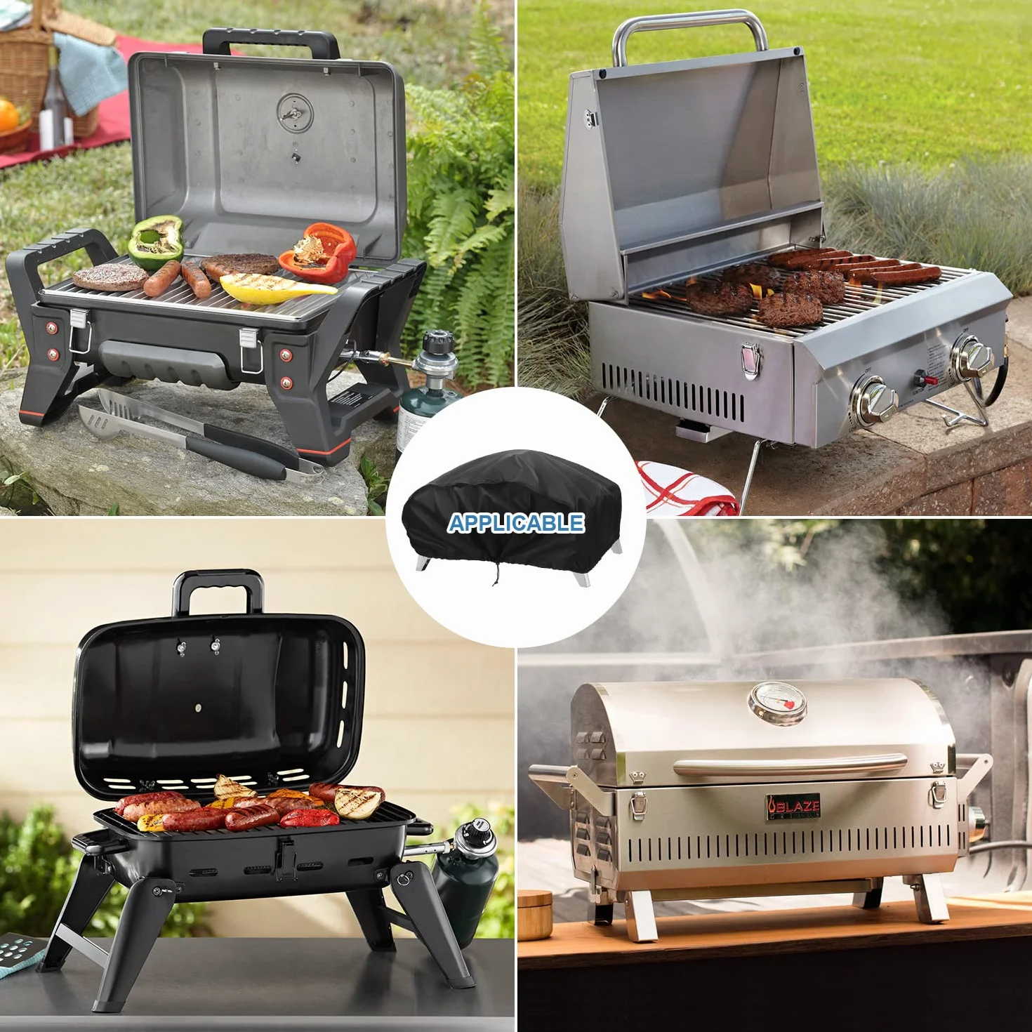 VANSHEIM Zewnętrzna plandeka na grill pokrowiec ochronny na planchę Zewnętrzna osłona BBQ Zewnętrzna osłona grilla osłona grilla dla Weber Q100/1000, Urban Pro 70x47x30cm