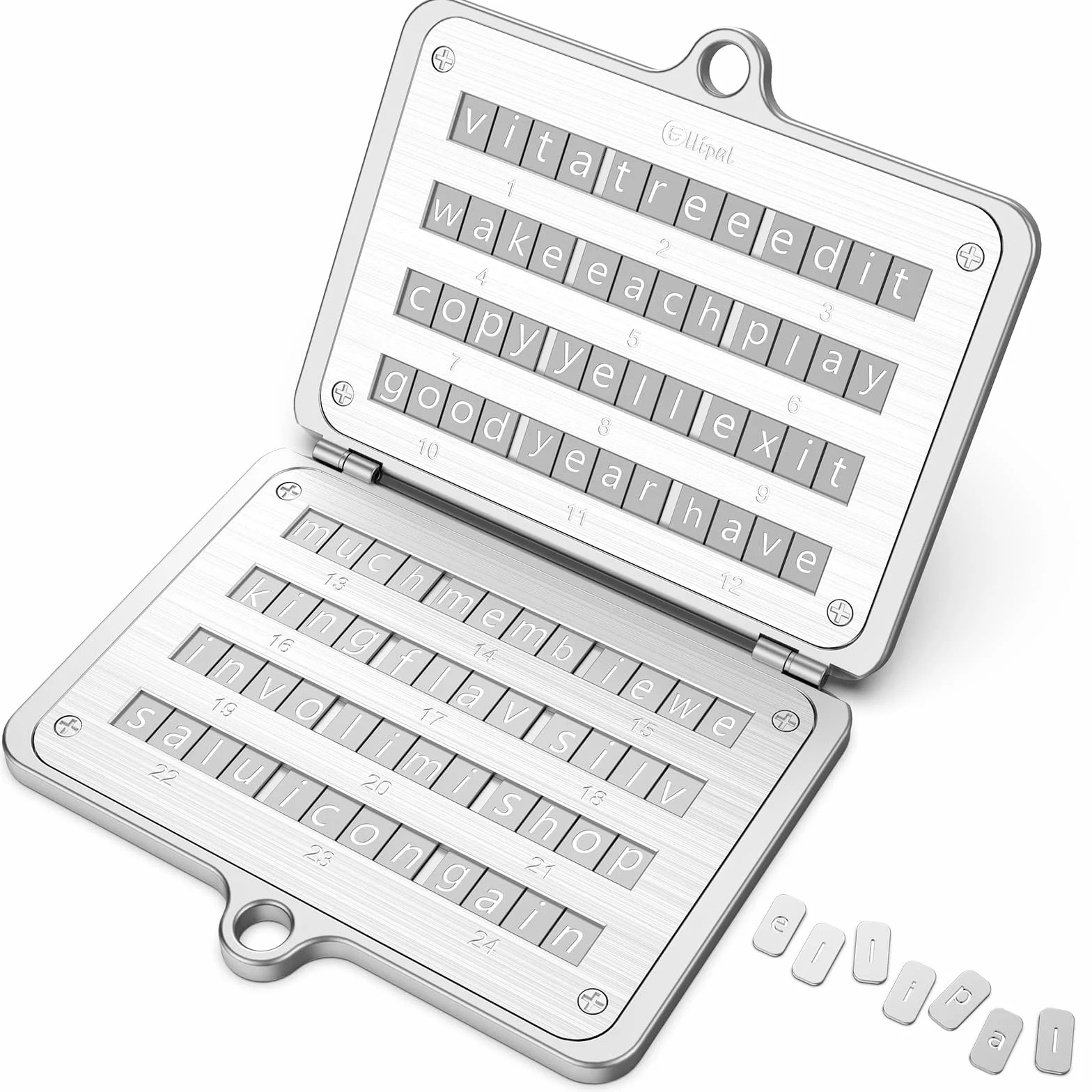 ELLIPAL Crypto Seed Phrase Backup, 316 Metal Seed Phrase Storage z otworem na zamek, kopia zapasowa 24 słów, kompatybilna z portfelami sprzętowymi BIP39, księgą, Trezor
