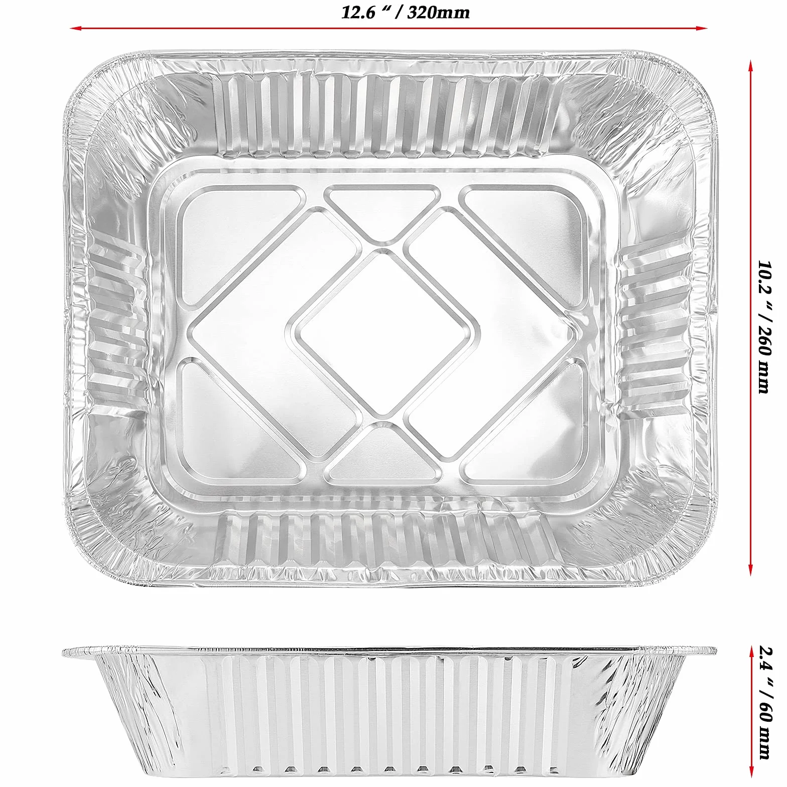 25 sztuk aluminiowych misek o pojemności 3500 ml z pokrywką, 32 x 26 x 6 cm, aluminiowe miski do grilla, z folii aluminiowej, tacki ociekowe, aluminiowe pojemniki do pieczenia, pikniku