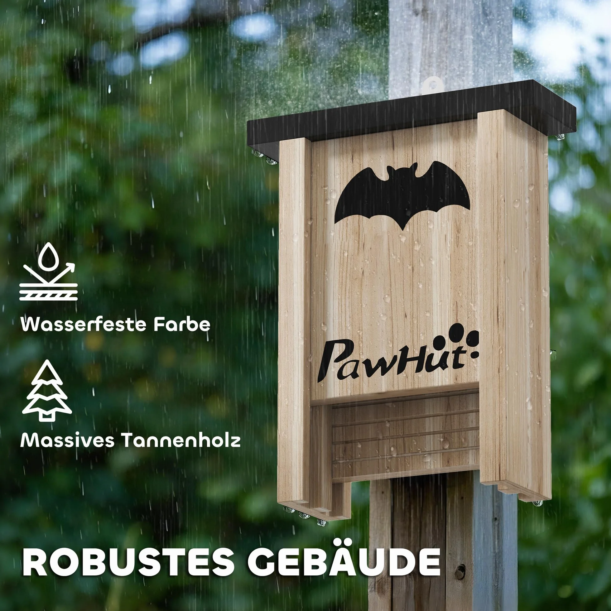 PawHut Skrzynka na nietoperze, zestaw 3 szt., domek dla nietoperzy, skrzynka lęgowa dla nietoperzy, pudełko do zawieszenia w ogrodach, plantacjach owocowych, gospodarstwach rolnych, drewno jodłowe, 18