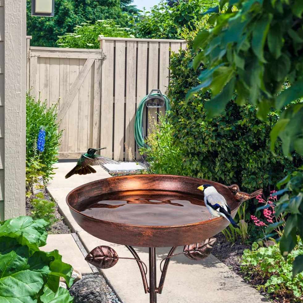 VEWOGARDEN Ogrodowa metalowa wanna dla ptaków 30 cm żeliwna z 5 zębami vintage