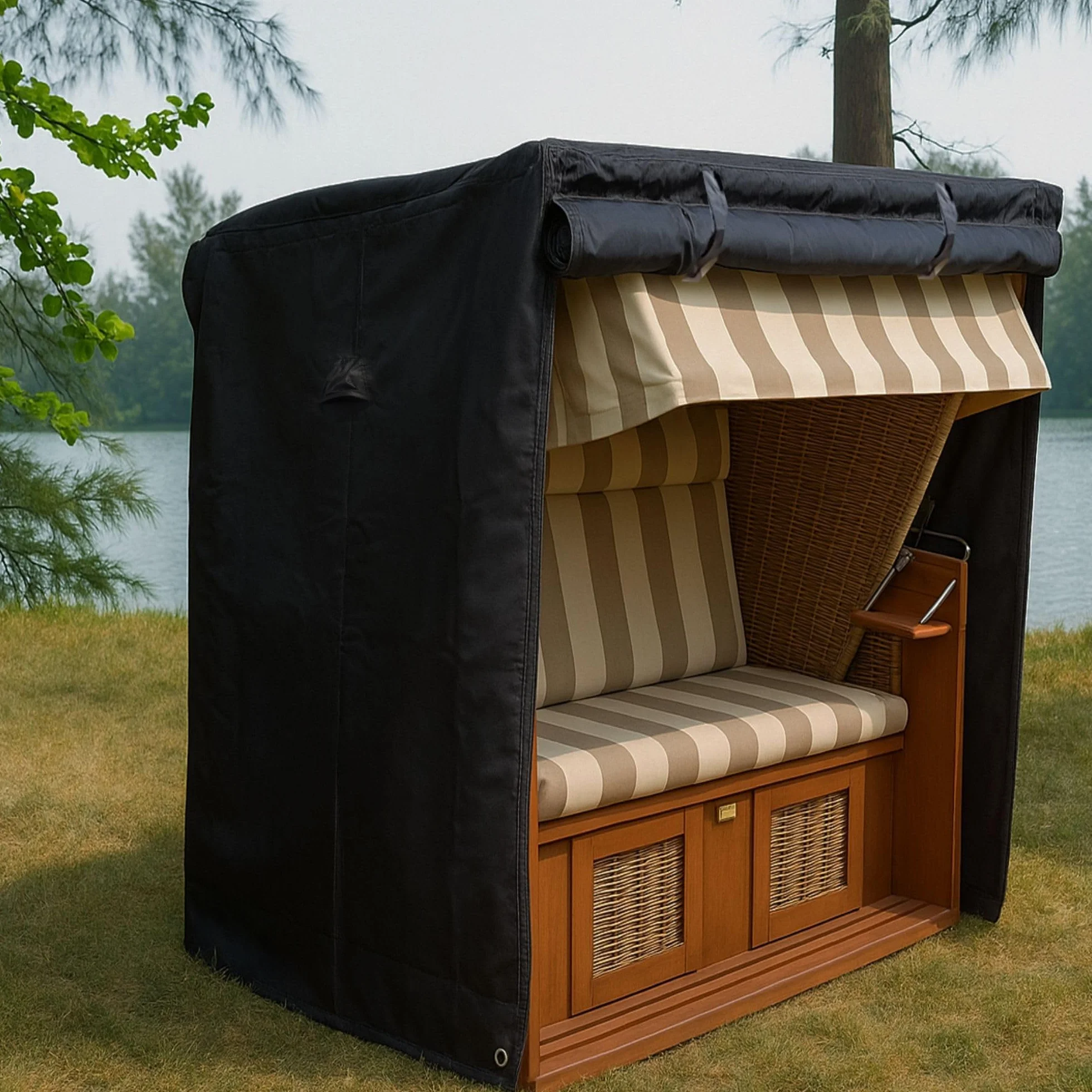 Osoltus, pokrowiec ochronny na kosz plażowy, 2-osobowy, szerokość 130 cm, zielony