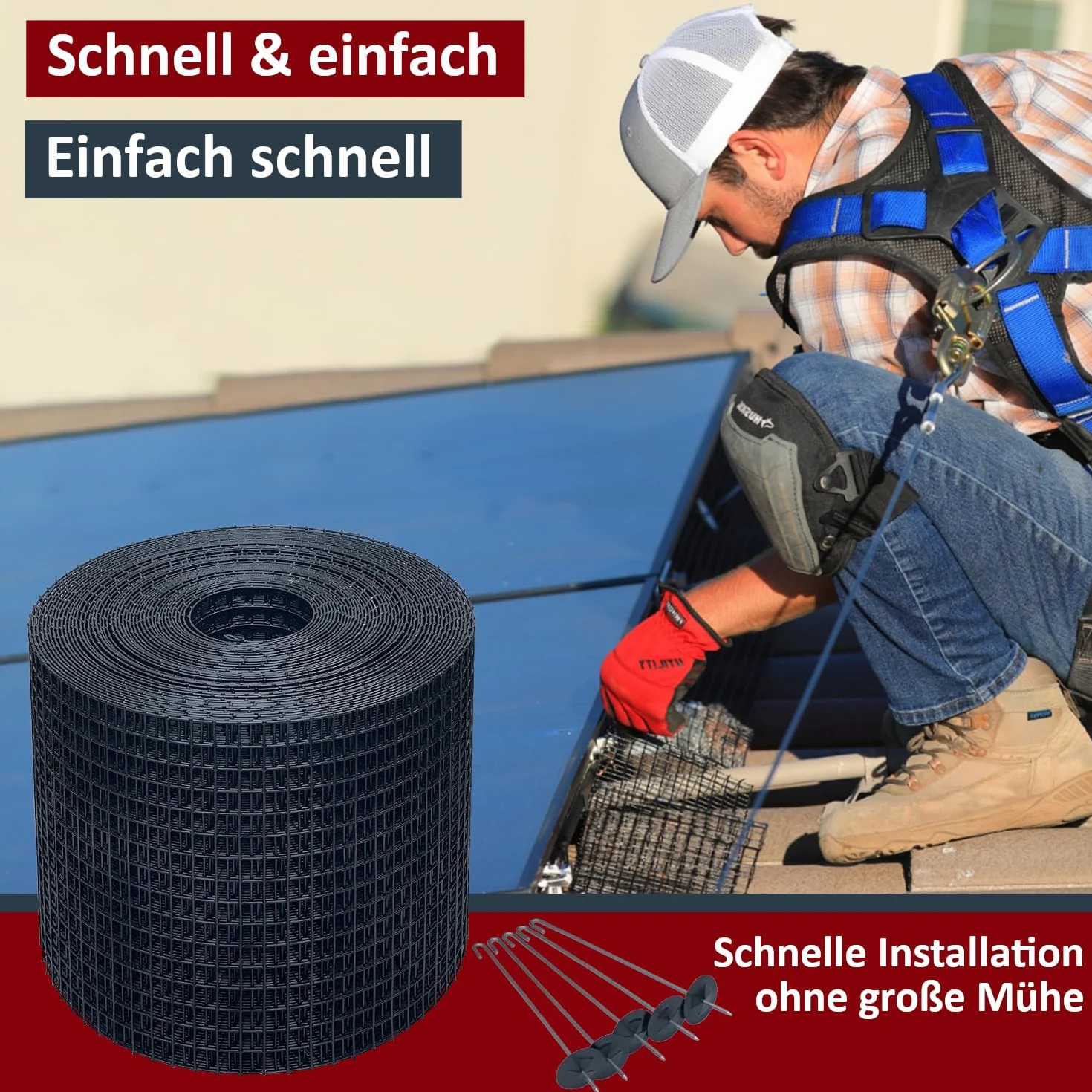 Klatka solarna ochrona przed gołębiami do instalacji solarnych 20cm x 30 metrów, STAL NIERDZEWNA (19% VAT) ochrona przed gołębiami ochrona przed ptakami instalacja PV – ochrona przed kunami ochrona