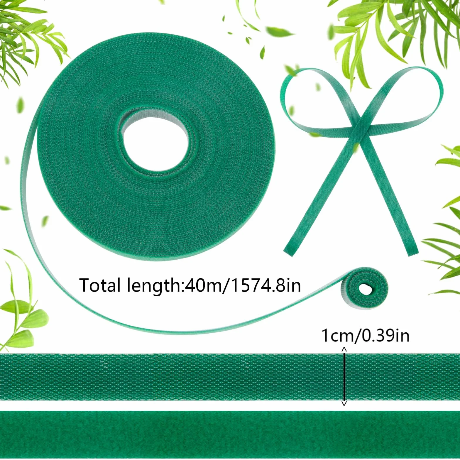 UNINGYI 40 m taśmy do mocowania roślina, 10 mm, stabilne i odporne na warunki atmosferyczne taśmy ogrodowe do roślin pnących (4 rolki, 10 m/rolki)