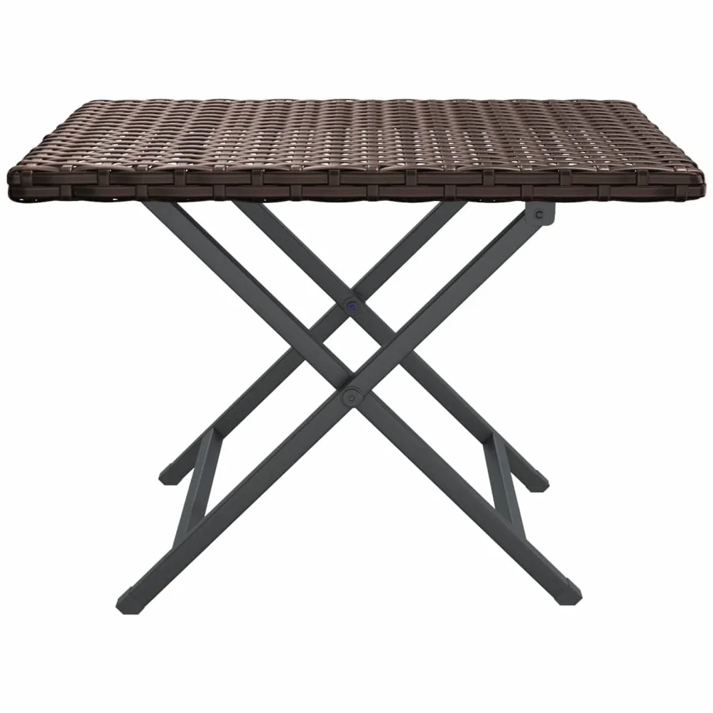 vidaXL Składany stolik ogrodowy polirattan brązowy 45x35x32 cm