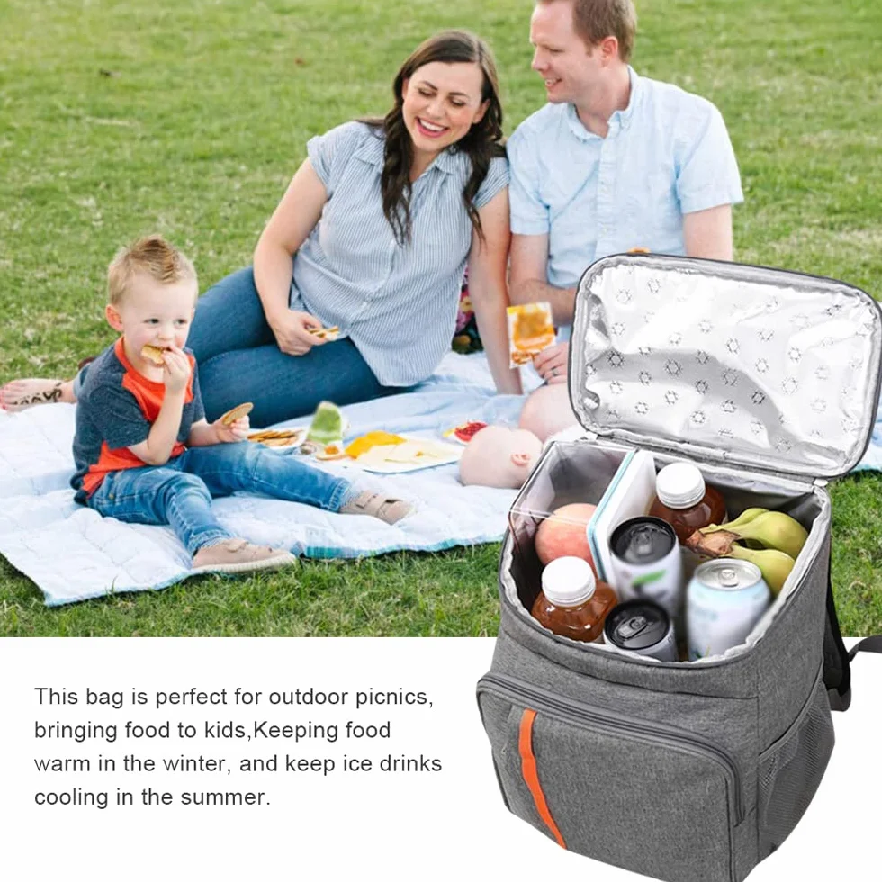 Plecak na Lunch, Plecak Piknikowy dla Kobiet i Mężczyzn, Duża Lodówka i Ciepła Izolowana Torba Piknikowa o Pojemności 18 Litrów, Torba na ramię do Przechowywania żywności i