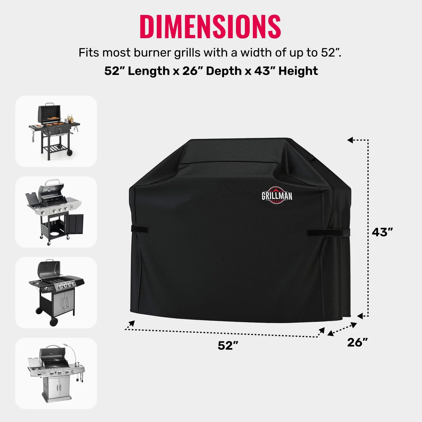 Grillman Pokrowiec na grilla wodoodporny UV 132x66 cm do Weber Brinkmann Char Broil