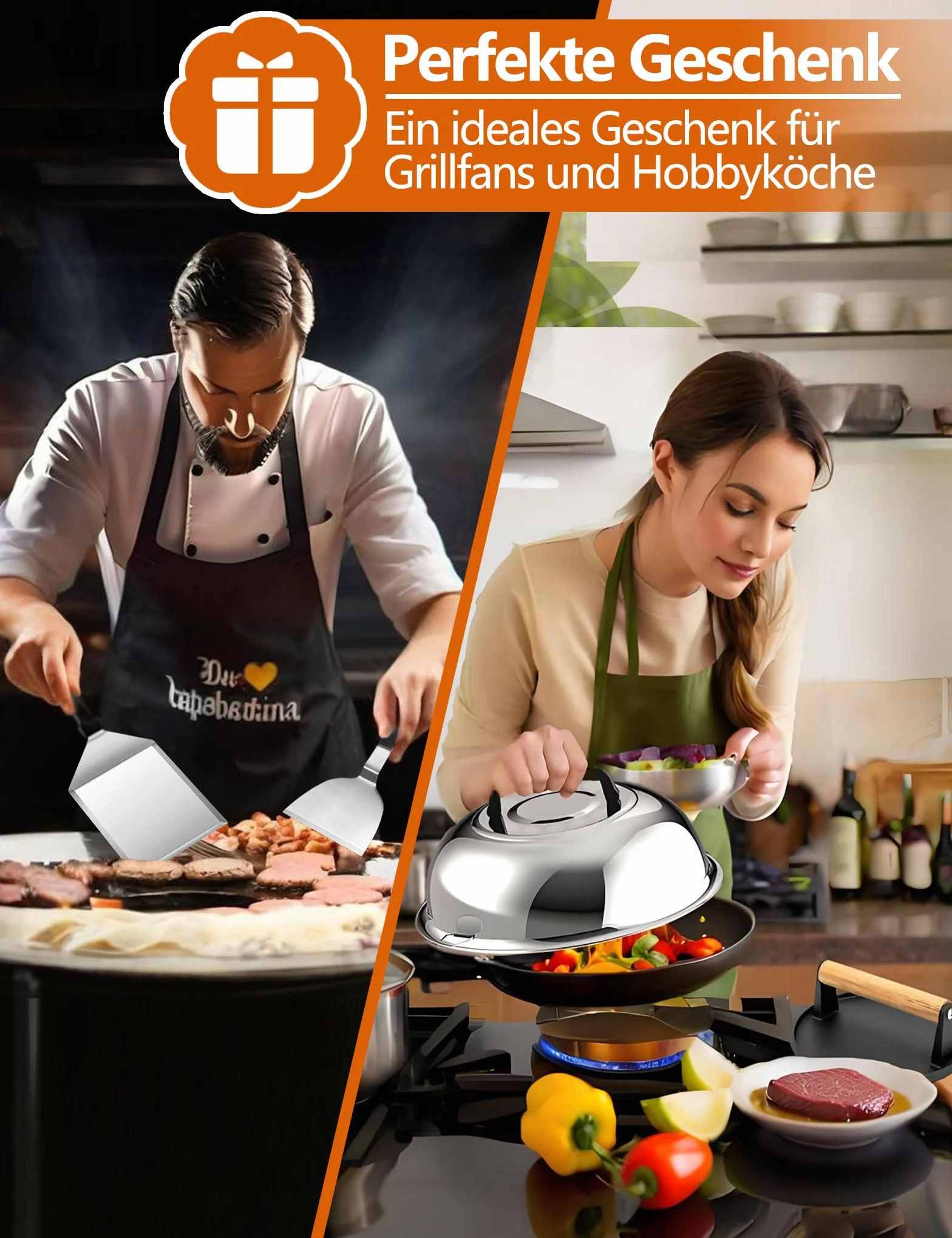 Smash Burger Set, 4-częściowy zestaw sztućców do grilla z dużą prasą do burgerów, łopatką do grilla, łopatką ze stali nierdzewnej, prezent dla mężczyzn, idealny do wszystkich planchas