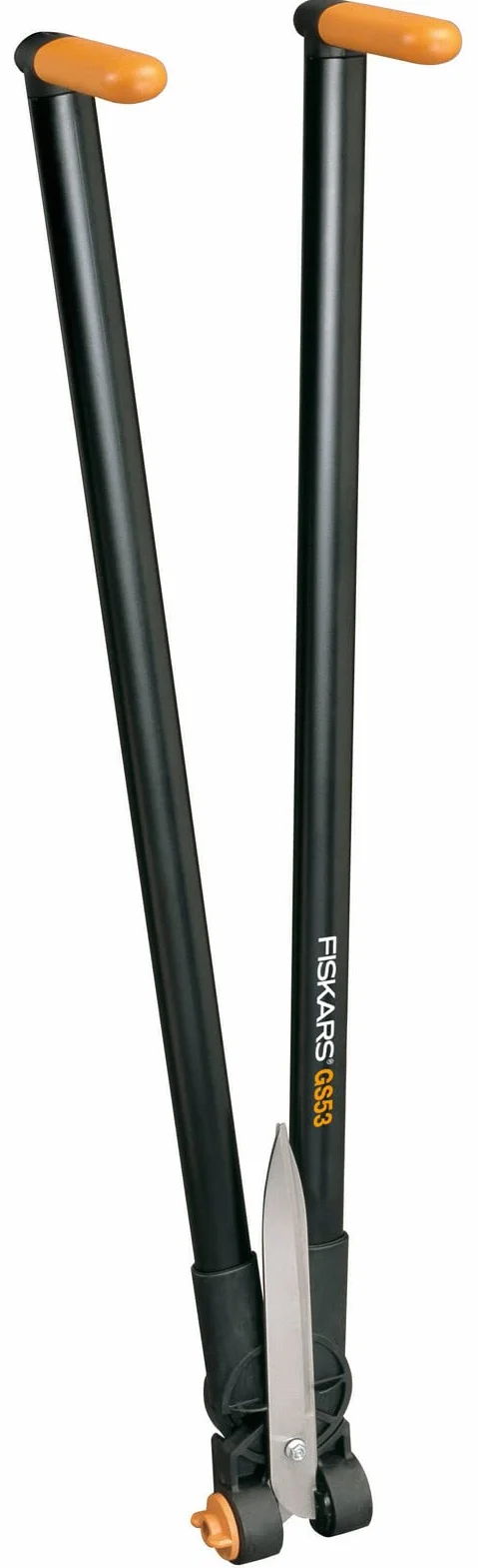 Fiskars Dźwigniowe nożyce do żywopłotu i trawy, Zasięg do 2,5 m, Czarno-pomarańczowe, PowerLever, GS53, 1001565