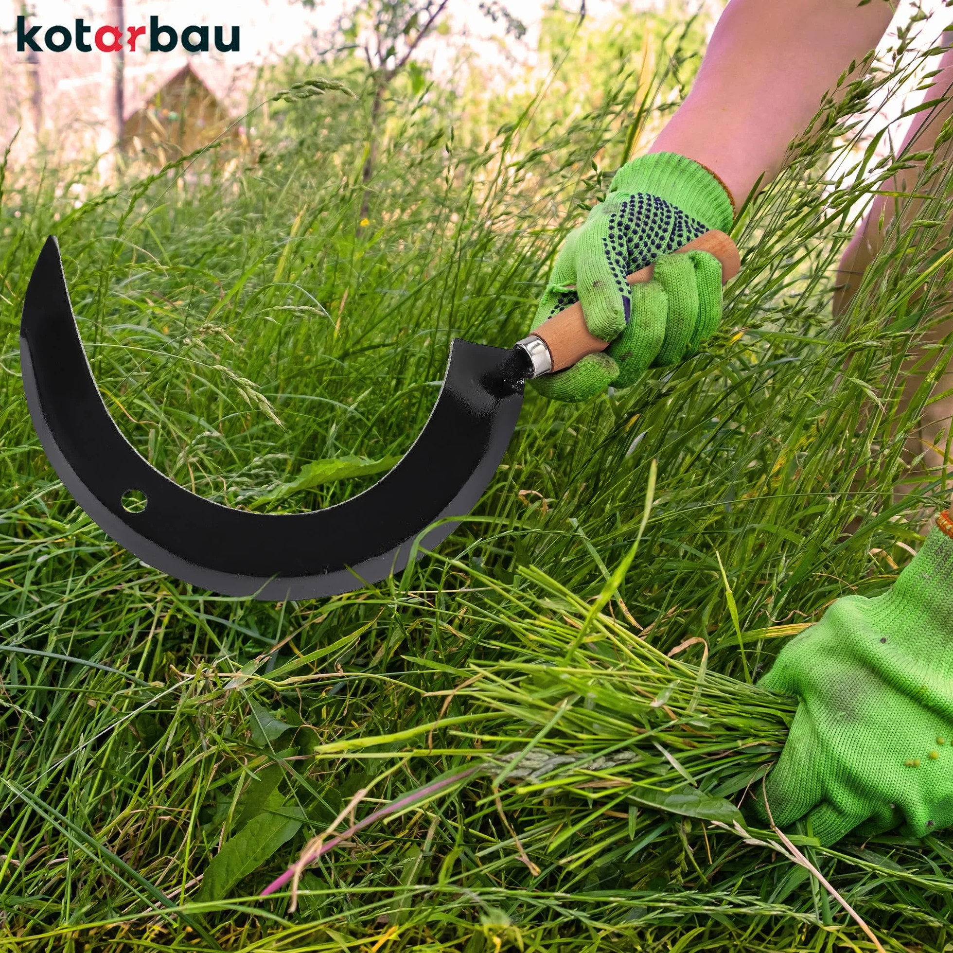 KOTARBAU® Półksiężyc okrągły sierp ogrodowy sierp ogrodowy kuty sierp sierp sierp kuty sierp kosy 235 mm