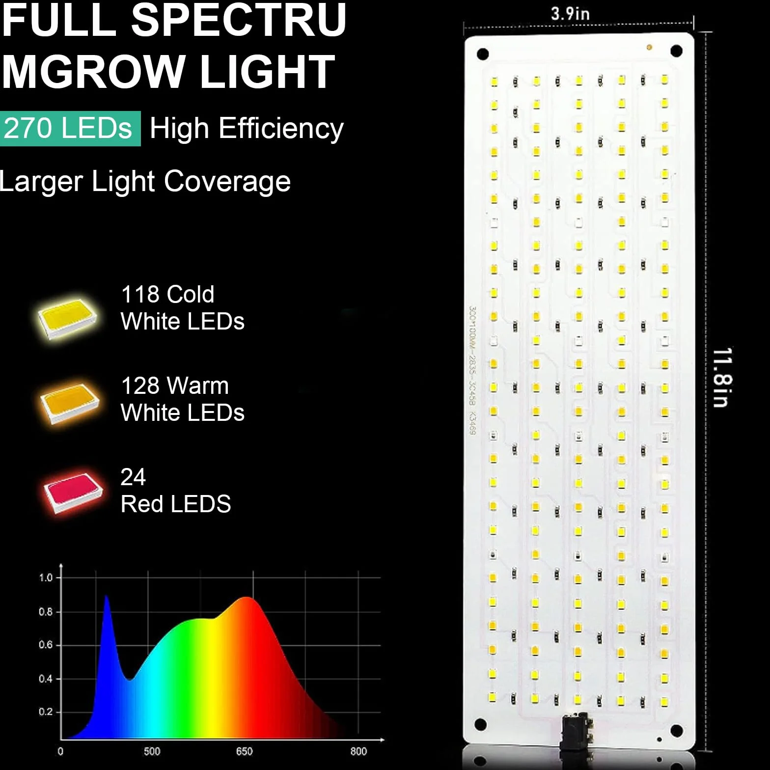 Lampa LED do Uprawy Roślin, Pełne Spektrum, z Programatorem Czasowym 4/8/12 h, 540 Diod LED, 10 Rodzajów Jasności, Światło dla Roślin Pokojowych