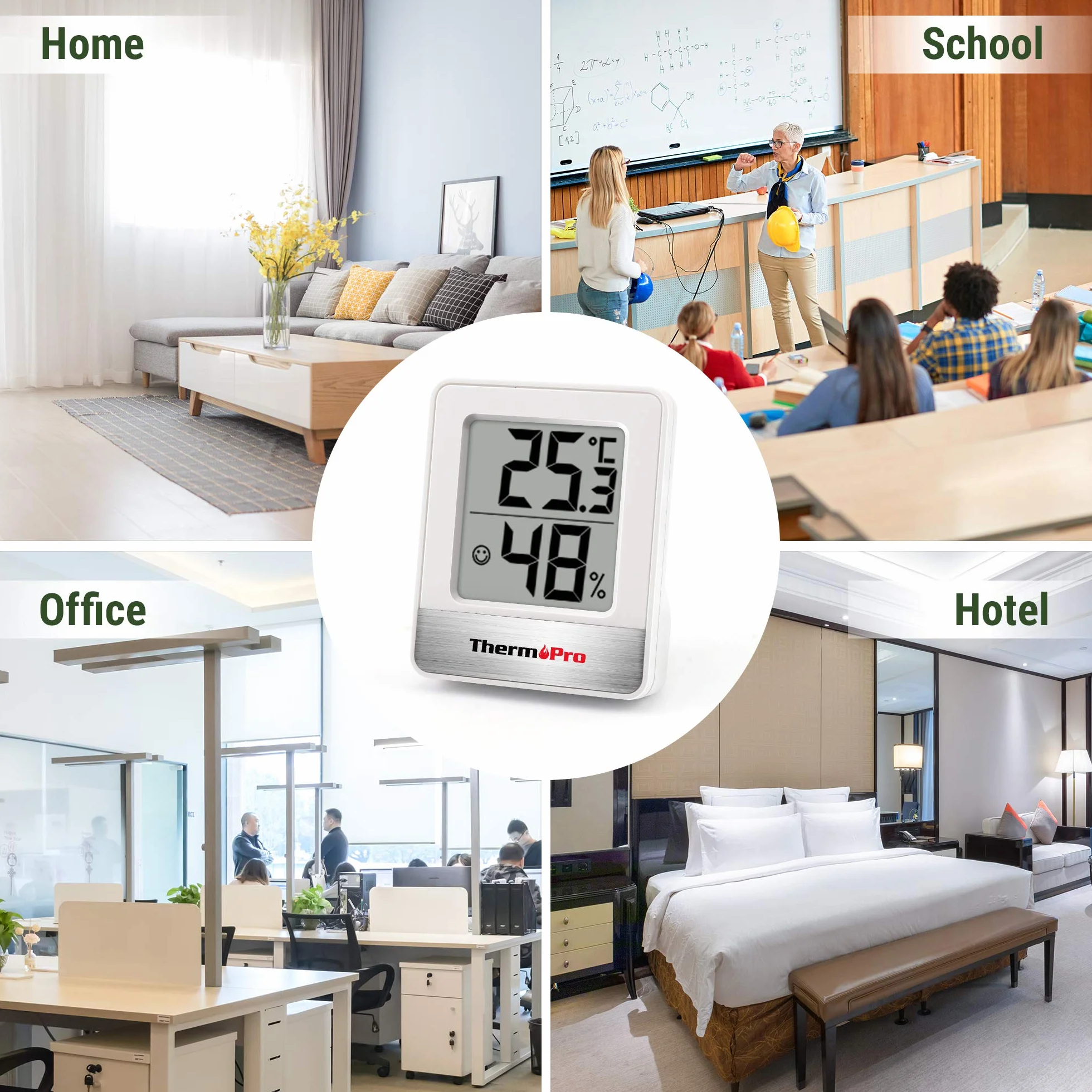ThermoPro TP49W-6 cyfrowy mini termohigrometr, 6 sztuk, wskaźnik Smiley