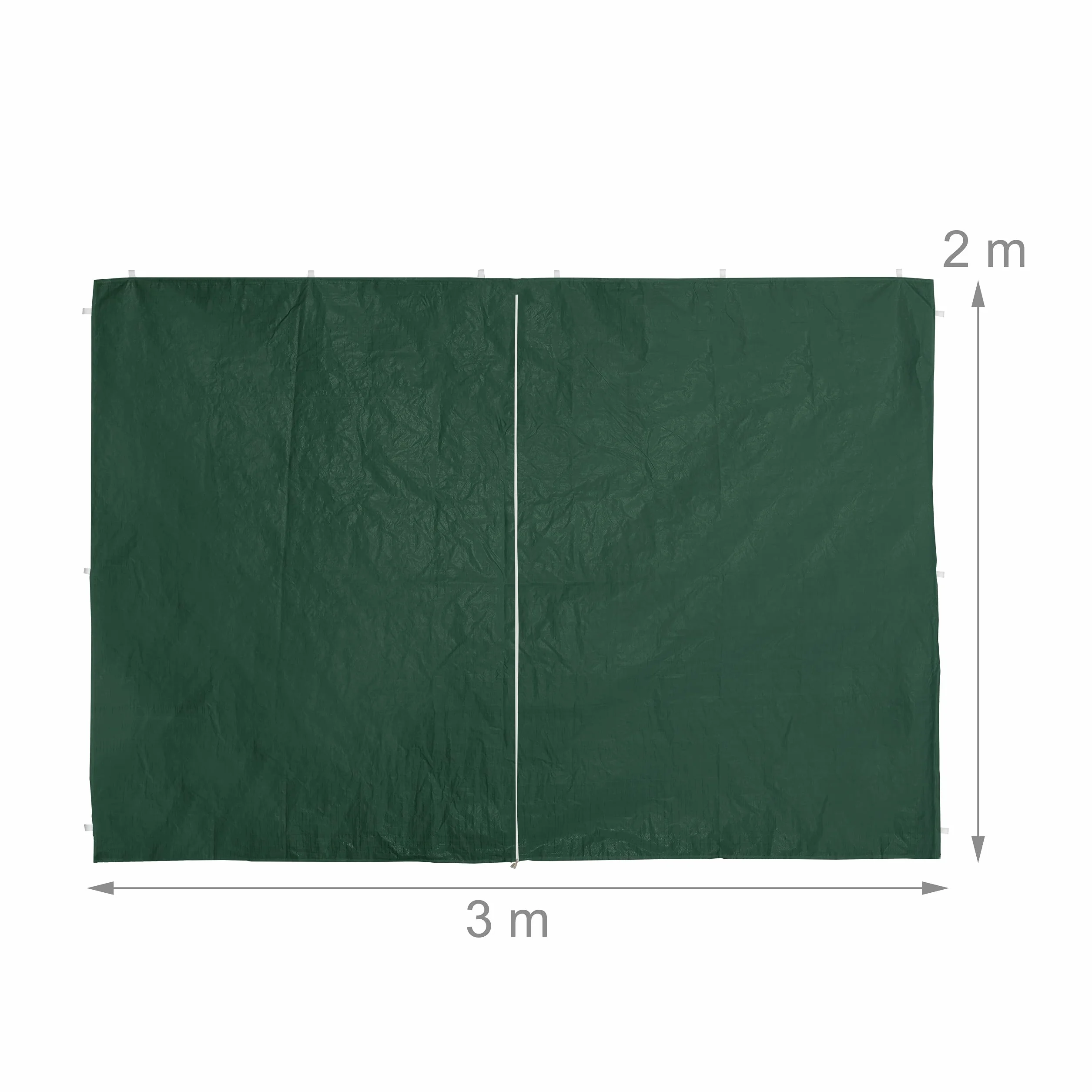 Relaxdays Ściana boczna do pawilonu, zestaw 4 sztuk, 3 ściany, okna, część boczna z zamkiem błyskawicznym, tworzywo sztuczne, wys. x szer. 2 x 3 m, kolor zielony