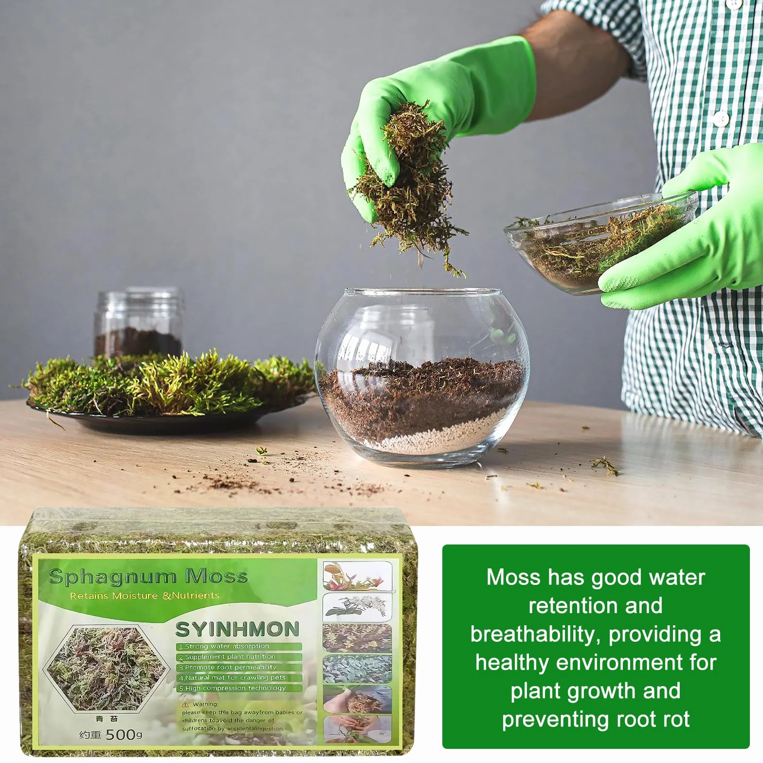 Mech torfowy do roślin, 2 × 500 g Organiczny mech torfowy do karmienia, naturalny materiał roślinny mech torfowy, torfowiec do storczyków do roślin doniczkowych do roślin doniczkowych w domu
