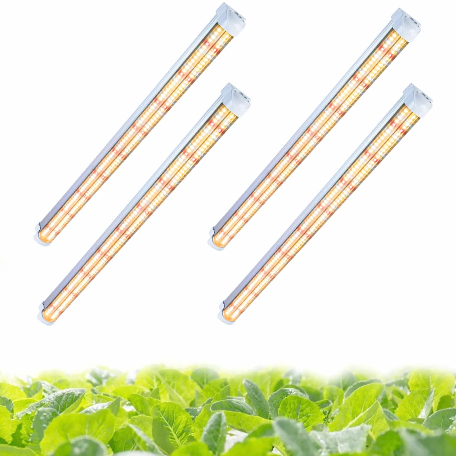 Niello T8 Pflanzenlampe LED, 4-Pack Vollspektrum Grow Lampe für Zimmerpflanzen, 60cm 72w 660 nm / 3000 K / 6500 K Pflanzenlicht Daisy Chain Design for Aussaat, Grow Shelves (T8)