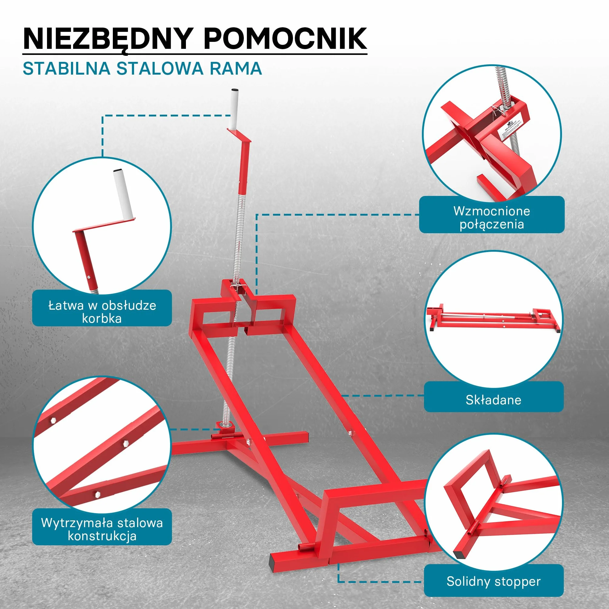Wiltec Podnośnik boczny do traktorka kosiarki i quada do 400 kg, stalowy z regulacja nachylenia do 35°, bezpieczne serwisowanie maszyn ogrodowych