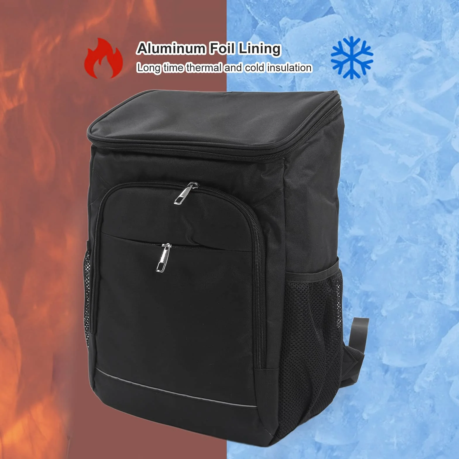 Plecak Termoizolacyjny Dużej Pojemności Torba Izolacyjna na Gorąco i Zimno Czarny