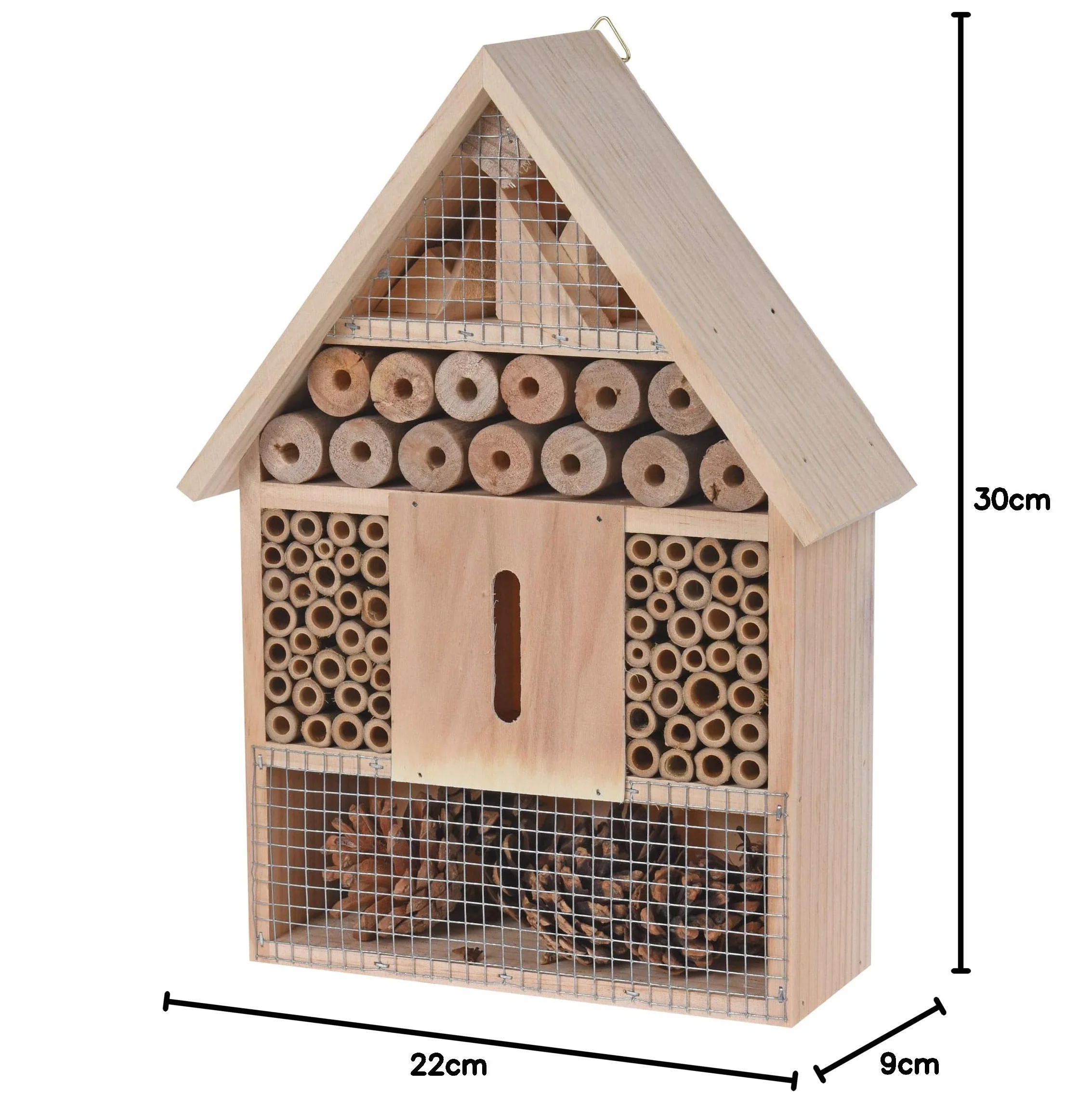 Domek dla owadów do zawieszenia 30x22 cm naturalny drewniany hotel dla pszczół biedronek motyli
