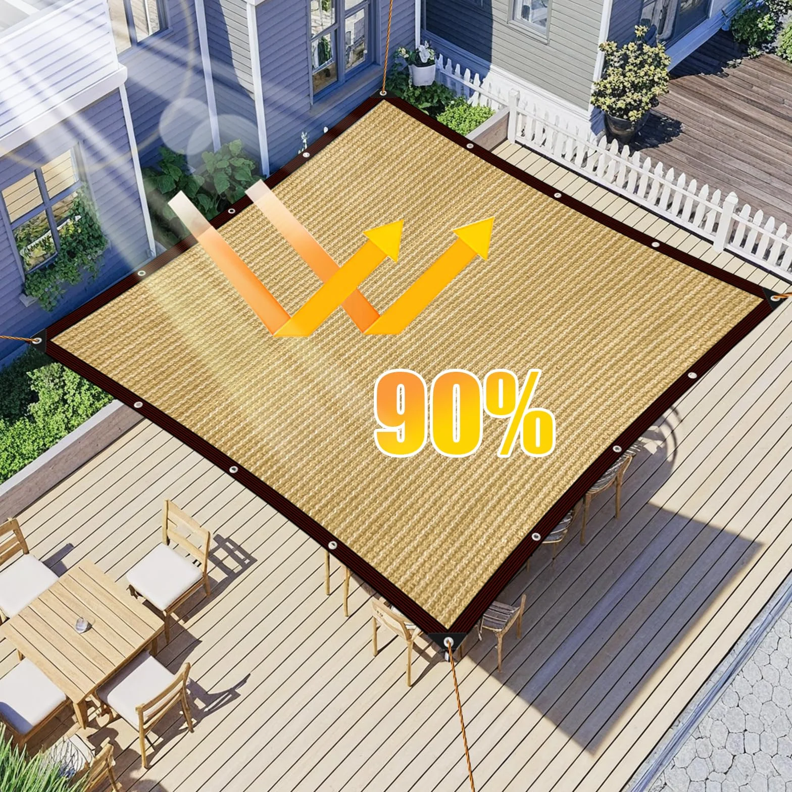 Żagiel przeciwsłoneczny prostokątny 2x4m siatka zacieniająca do ogrodu