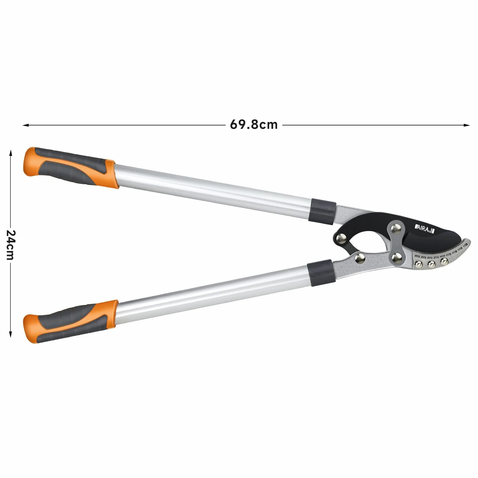 AIRAJ Nożyce do gałęzi 70 cm, stal węglowa, powłoka teflonowa, ostrze ogona rekina, antypoślizgowy uchwyt aluminiowy, cięcie 5,5 cm