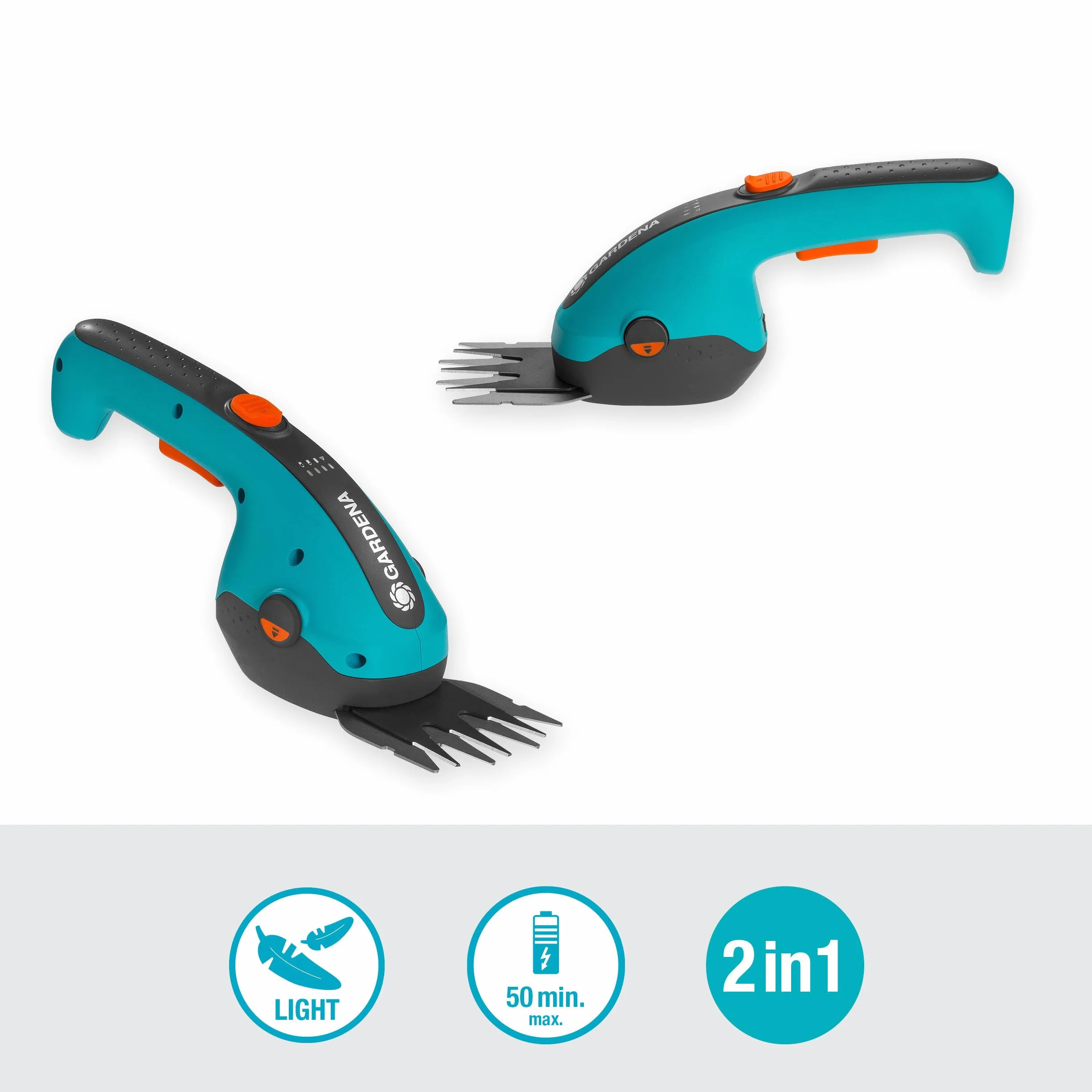 Gardena akumulatorowe nożyce do trawy ClassicCut Li: Nożyce do krawędzi trawników z szerokością cięcia 8 cm, komfortowy uchwyt ze wskaźnikiem naładowania LED, zmiana noży bez narzędzi (9884-20)