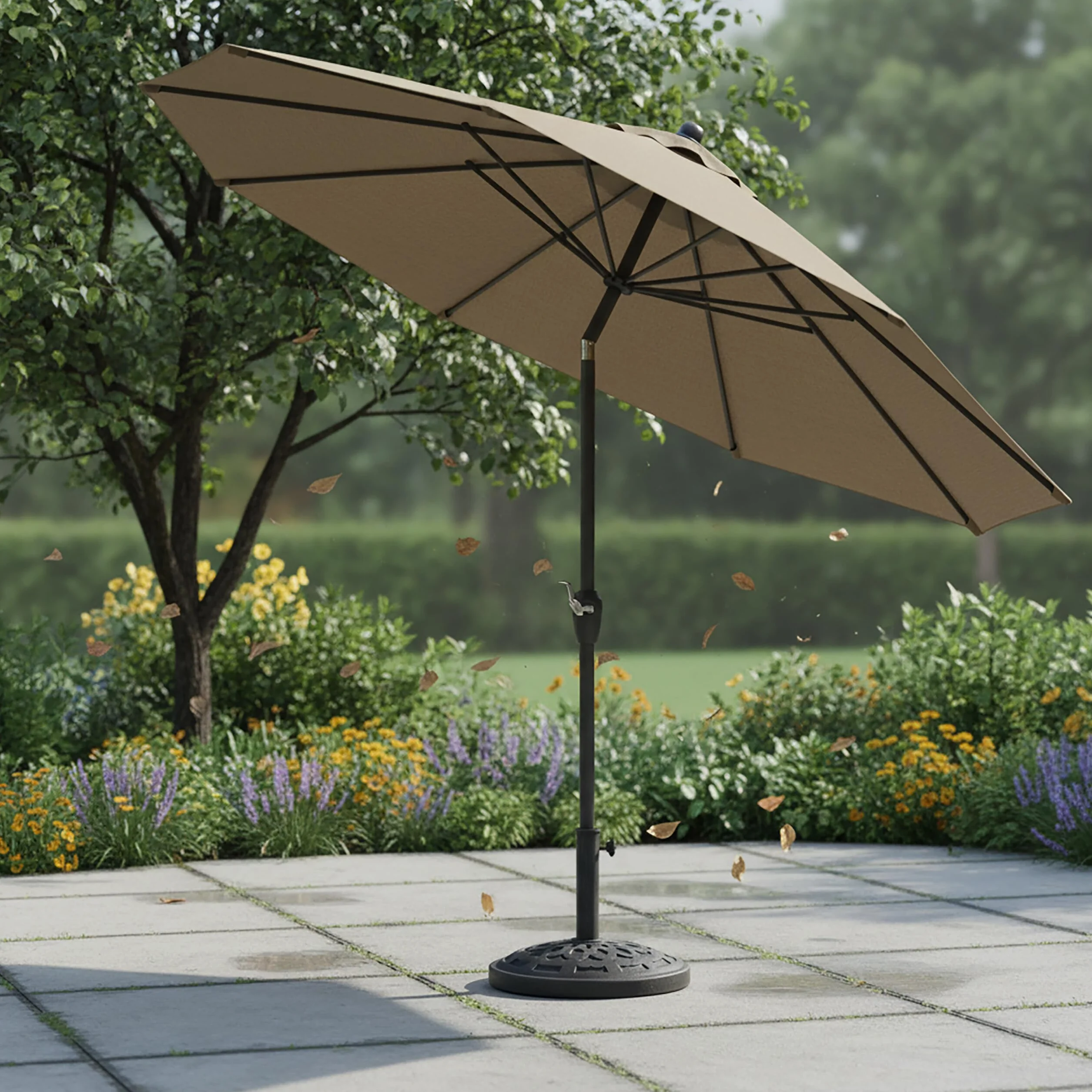 Relaxdays Stojak na parasole przeciwsłoneczne Ø 49 cm 34-48 mm czarny/zielony