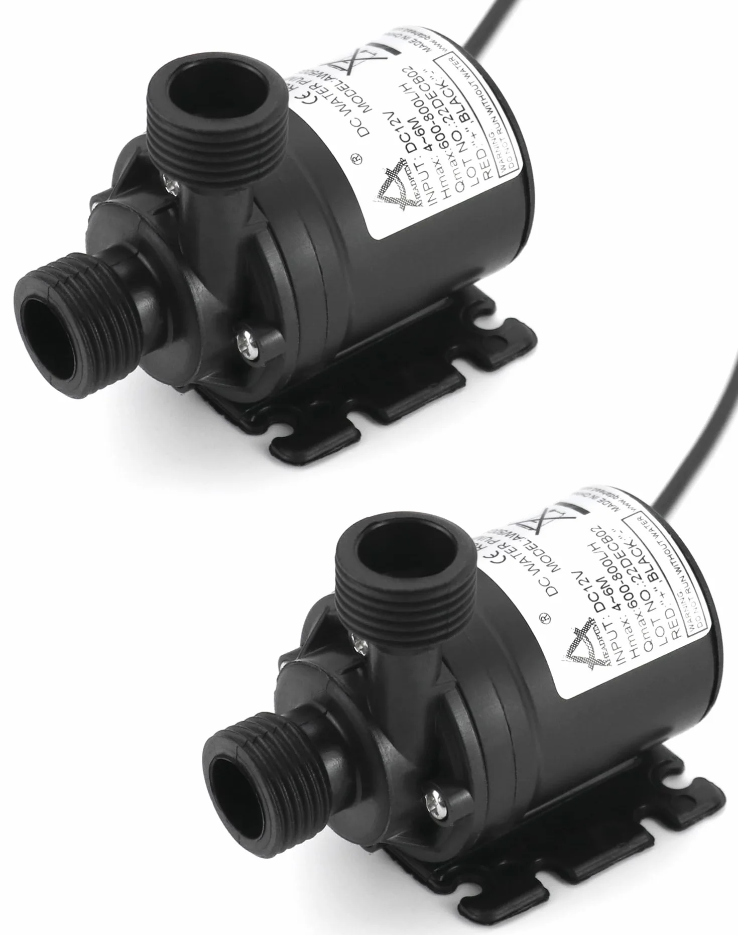 QWORK® 2 kawałki DC 12V pompa wodna 800L/H 5M, bezszczotkowa zatapialna pompa wodna, do basenu fontannowego system obiegu słonecznego system obiegu wody