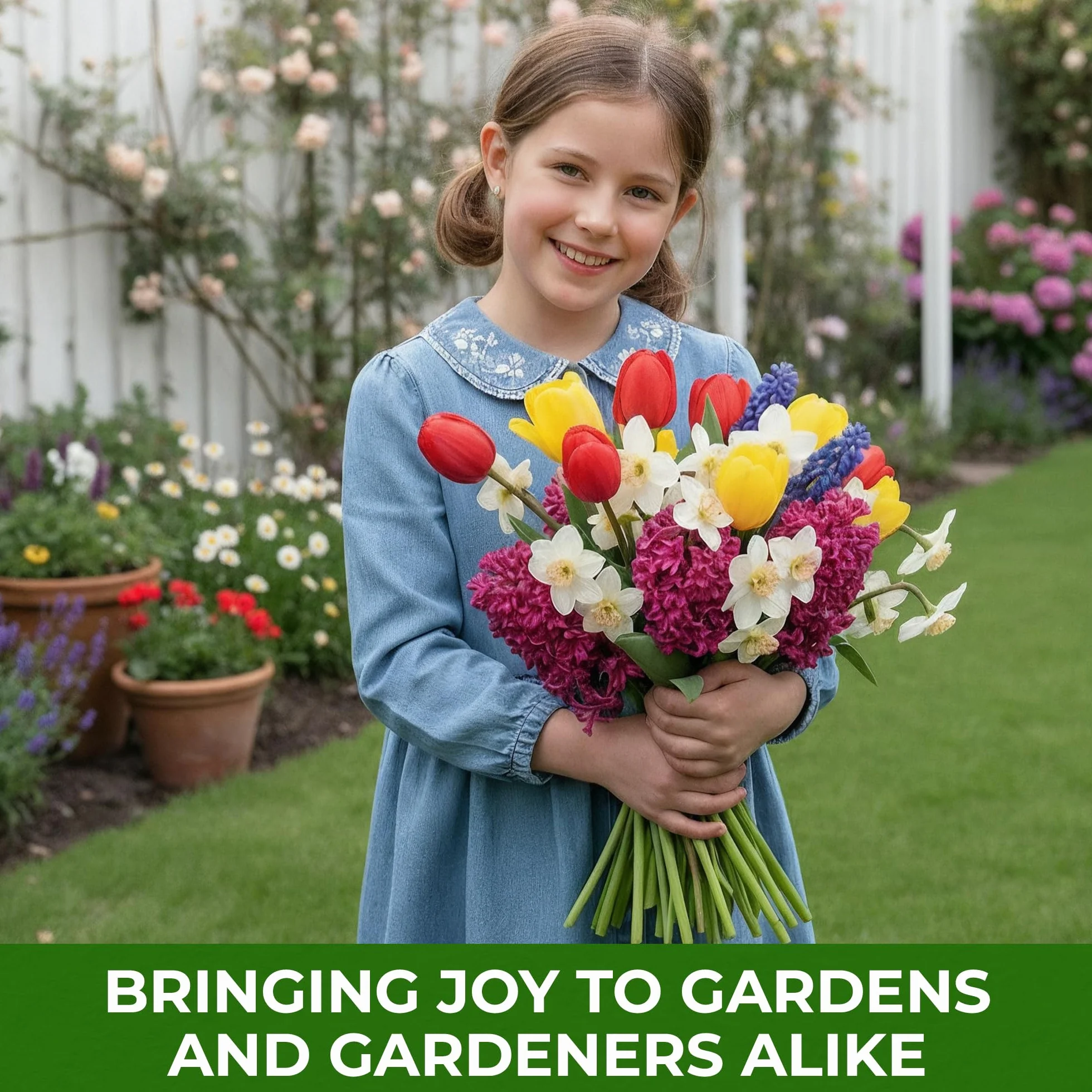 Kolekcja cebul kwiatowych Spring Border (50 cebul) ekskluzywna mieszanka z Holandii, odporna i wieloletnia do ogrodu, doniczek (duże, bez nasion, nie sztuczne) tulipany-narcyzy-hiacynty-muscari