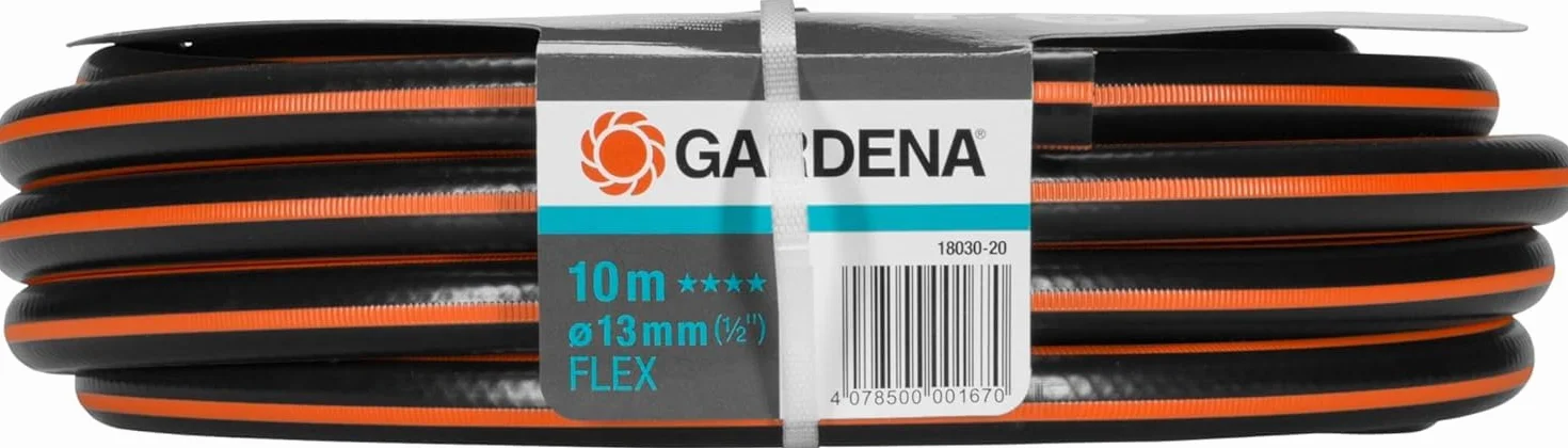 Gardena Comfort FLEX wąż 13 mm (1/2"), 10 m: odporny na odkształcenia, elastyczny wąż z profilem Power Grip, oplot spiralny, ciśnienie rozrywające 25 barów, bez części systemowych (18030-20)