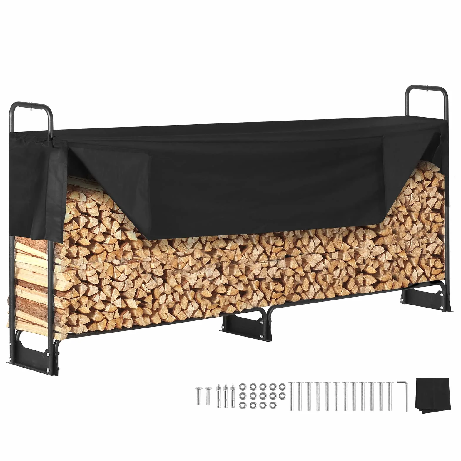 VEVOR Stojak na drewno opałowe 259 x 36 x 117 cm wodoodporny pokrywą 600D Oxford
