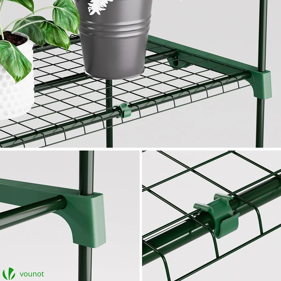 VOUNOT Szklarnia ogrodowa PE z półkami 4-poziomowa szklarnia ogrodowa na rośliny kwiaty wzmocniona plandeka 135g/m2 chroń swoje rośliny we wszystkich porach roku 69x49x160cm