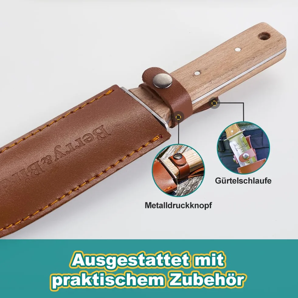 Berry&Bird Hori-Hori Gartenmesser 177.8mm gezackte Klinge Unkraut Wurzeln Gartenarbeit