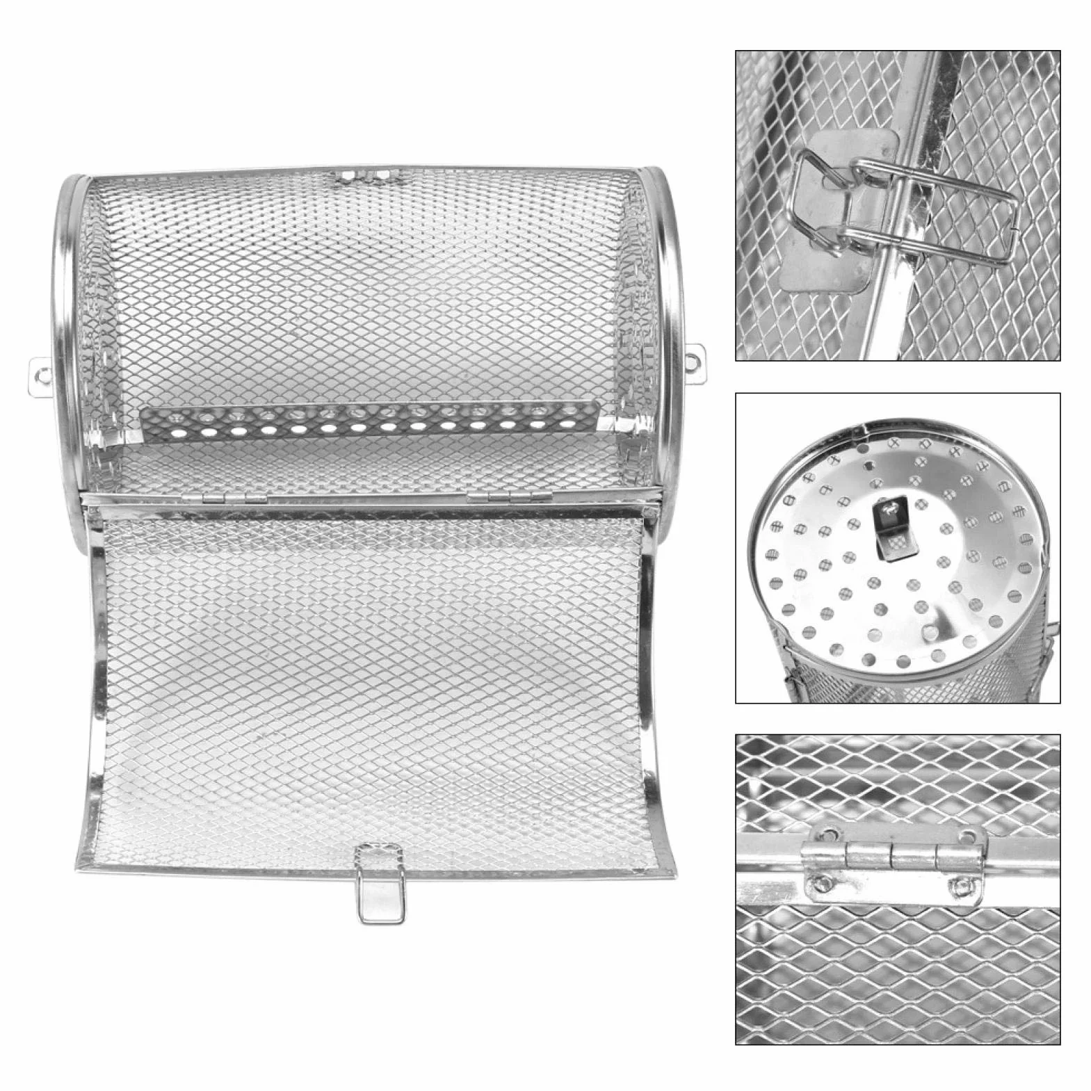 Stal szlachetna Barbecue Shop naczynia do pieczenia Rotisserie kosz do kuchni domowej ziarna kawy grill bębenek do pieczenia nakrętka do pieczenia pieca kosz orzecha ziemnego 12 x 18 cm