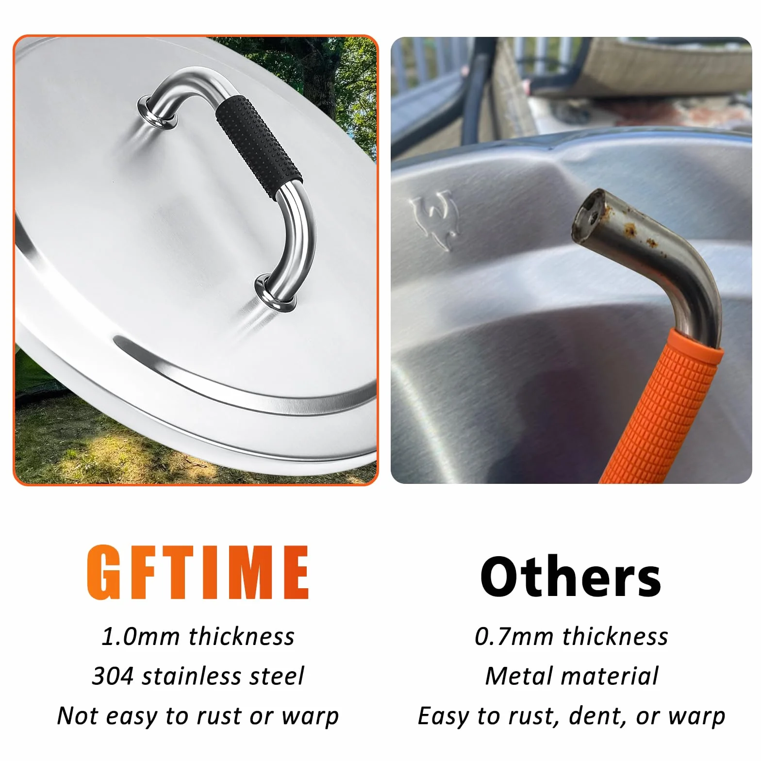 GFTIME Pokrywka paleniska ze stali nierdzewnej Ø 50 cm do solo Stove Bonfire, akcesoria do paleniska ze stali nierdzewnej, akcesoria do paleniska Bonfire, akcesoria do paleniska o zapachu dymu i