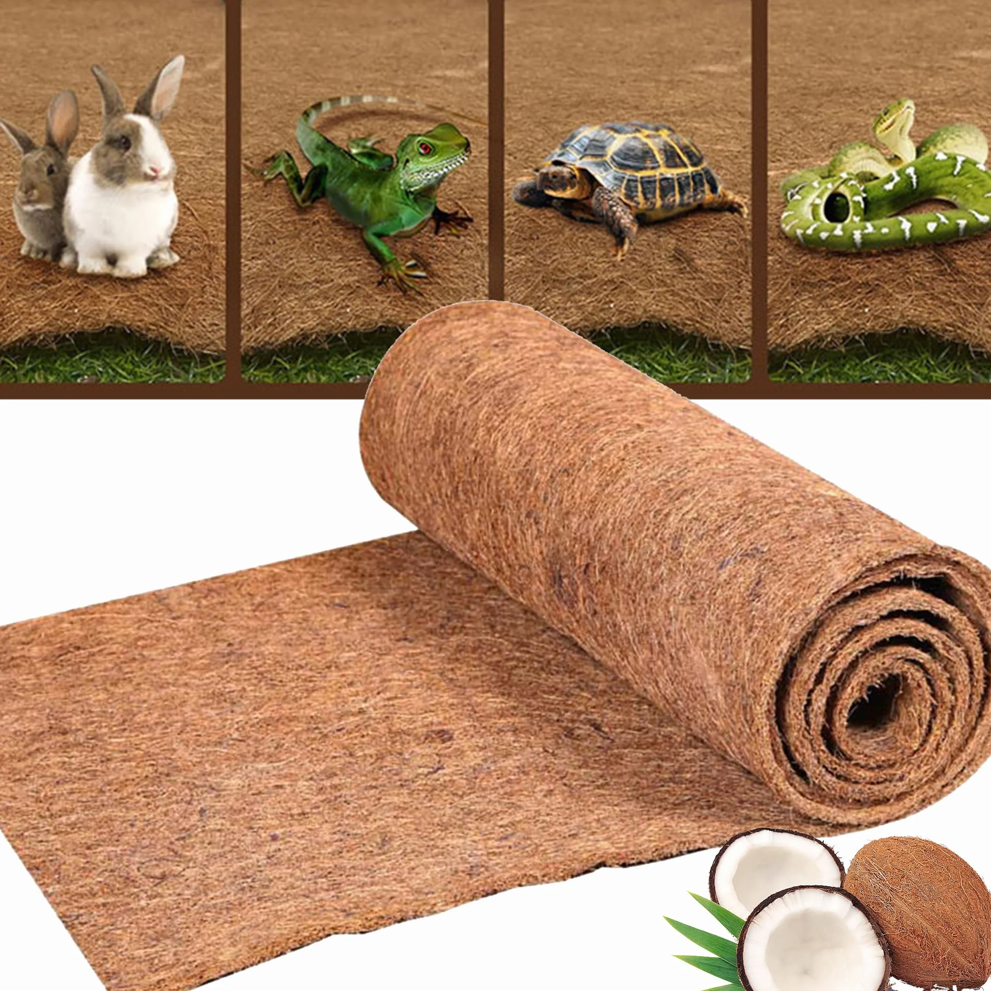 Włókno Kokosowe w Rolce 50cm x 200cm/1.64ft x 6.56ft, Naturalna Wyściółka Kokosowa, Mata z Włókna Kokosowego Wielokrotnego Użytku Do Doniczek, Ram Okiennych, Koszy Na Kwiaty