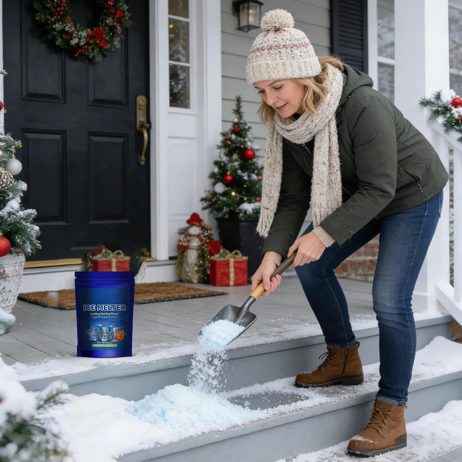 Roztopiacz lodu 100 g środek do usuwania śniegu deicer schodów podjazdu