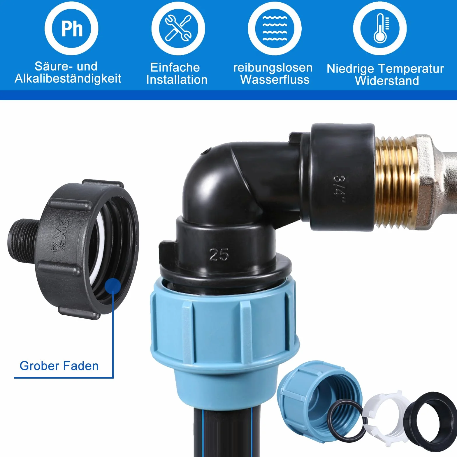 IBC kran spustowy łabędzia szyja 3/4", S60x6 zawór wodny zawór odcinający do wygodnego napełniania konewki, adapter IBC, akcesoria zbiornika IBC 3/4 cala do zbiornika na wodę deszczową, beczki na wodę
