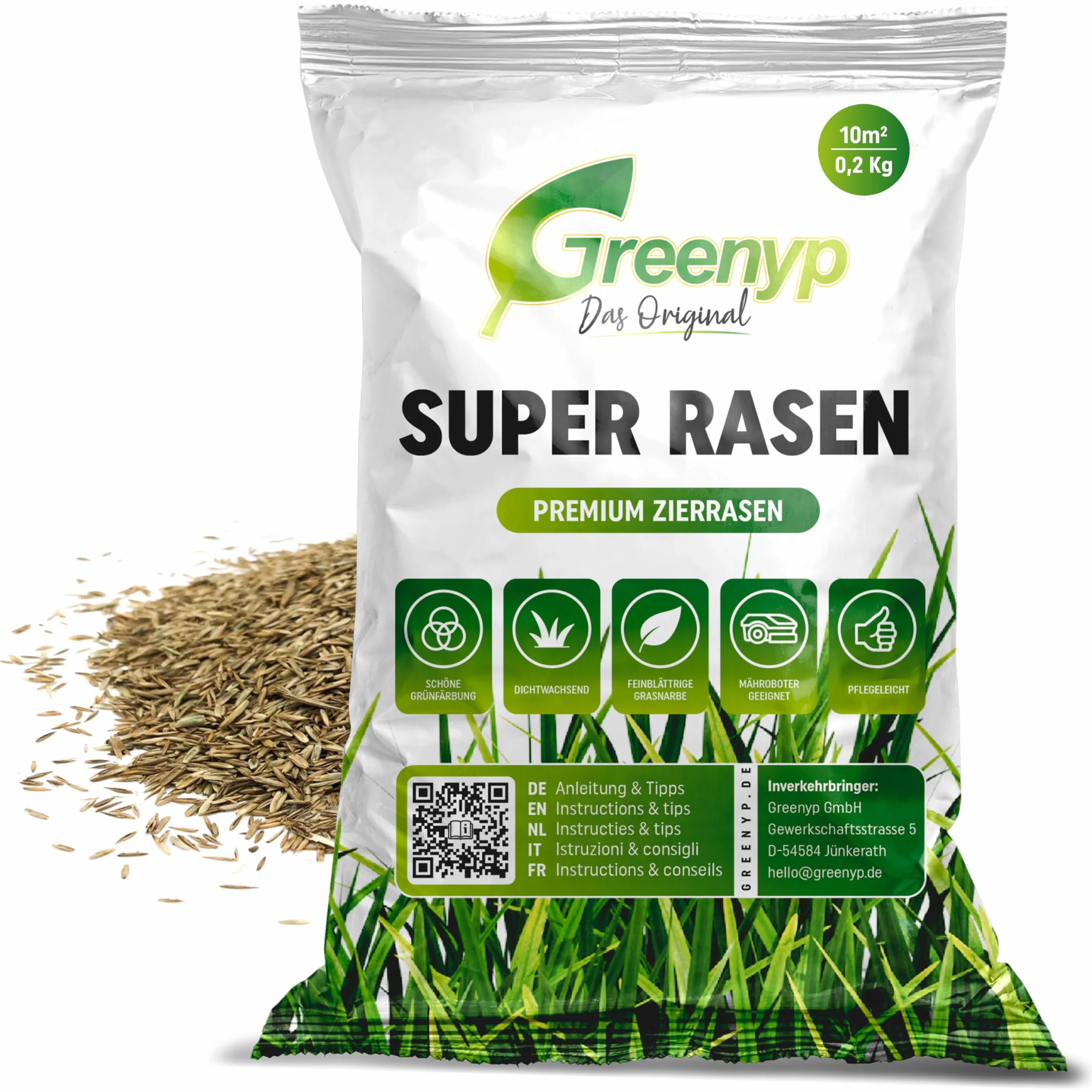 Greenyp Nasiona Trawy Super Trawnik Intensywnie Zielony 0,2 kg na 10 m²