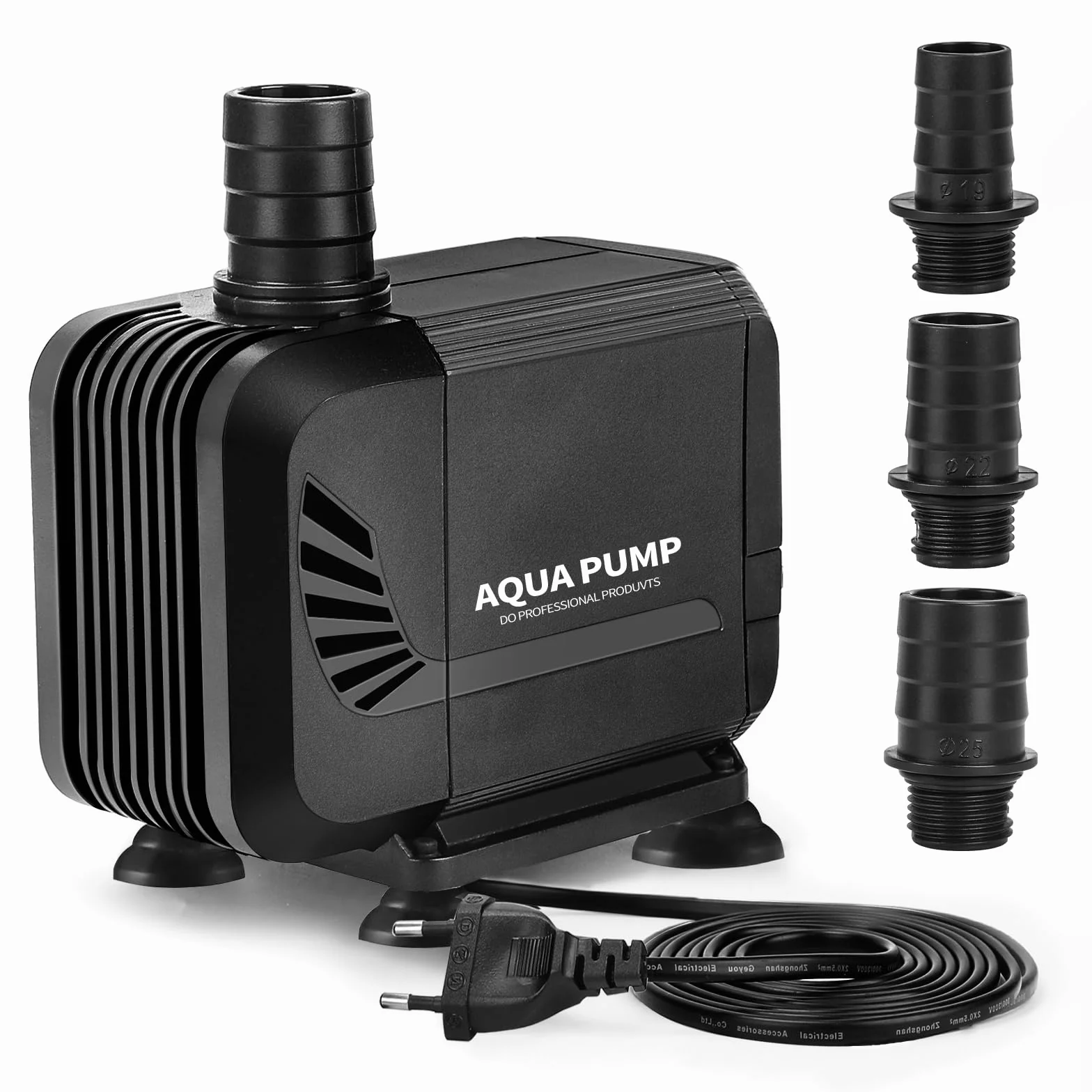 SWAWIS Pompa Głębinowa Do Wody 2500 l/h 35 W - Mini Pompa Bardzo Płynna Do Fontanny i Stawu z 3 Dyszami 19 mm / 22 mm / 25 mm