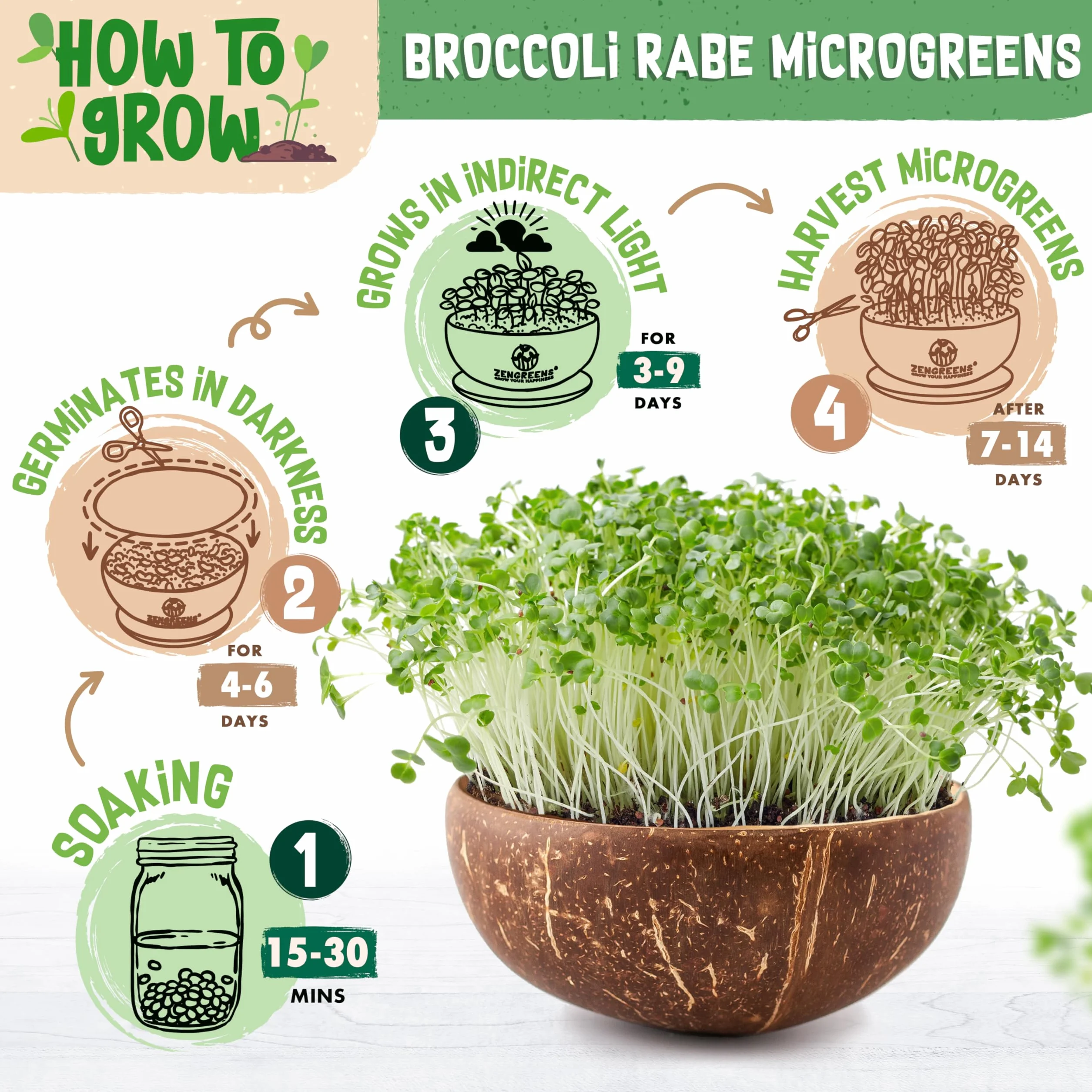 Eko systemy do uprawy kiełków i mikroliści Kokos Zestaw 1 szt.