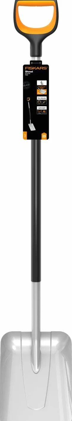Fiskars Łopata do podnoszenia i przenoszenia materiałów sypkich i śniegu, długość: 130 cm, wzmocnione ostrze ze stali borowej, czarna/pomarańczowa, Xact, 1066731