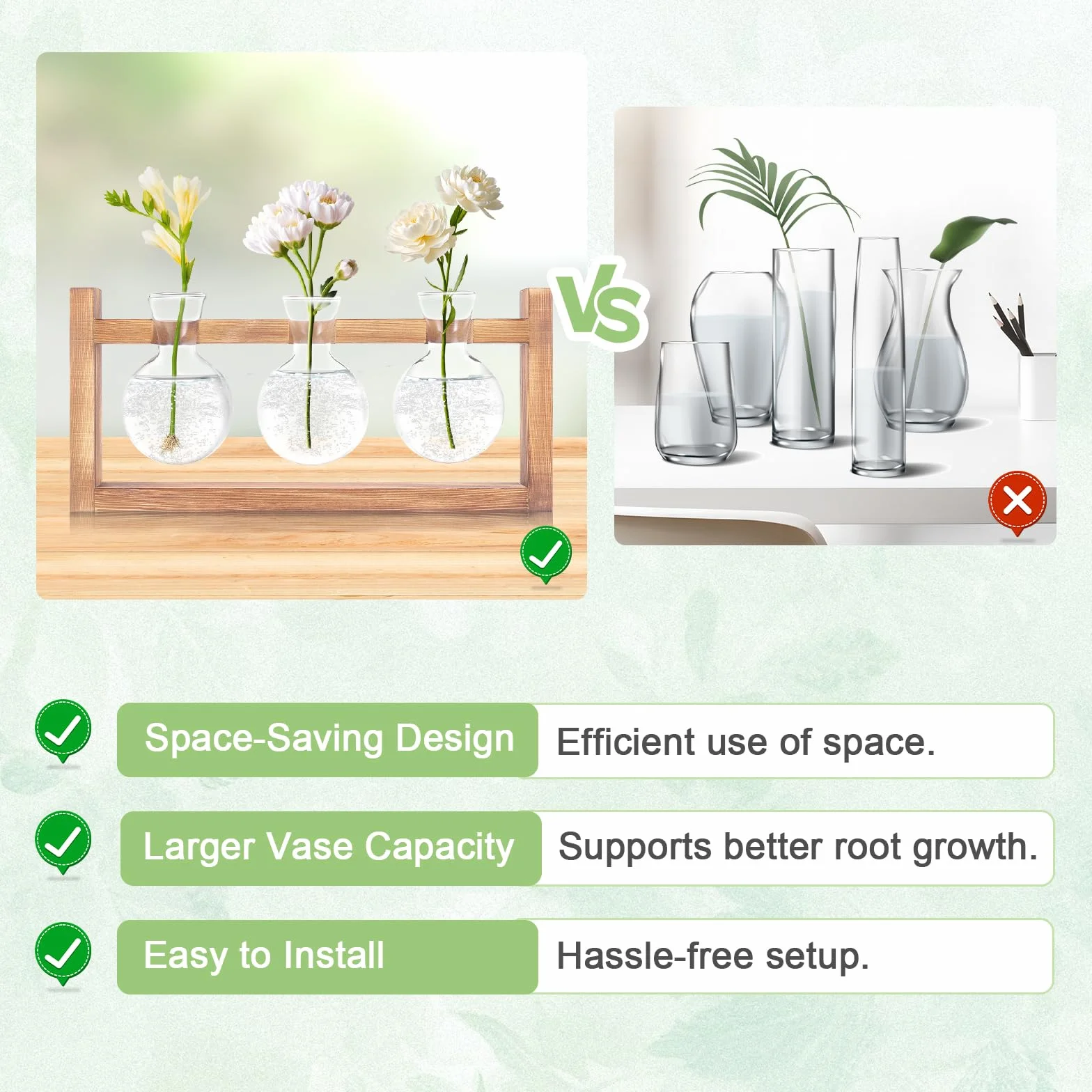 Fentar Stacja rozmnażania roślin, Terrarium Rośliny ekosystem z wtyczką i drewnianą podstawą, moda przezroczyste szkło terrarium, hydroponic szklane doniczki dekoracyjne kryty (kulisty)