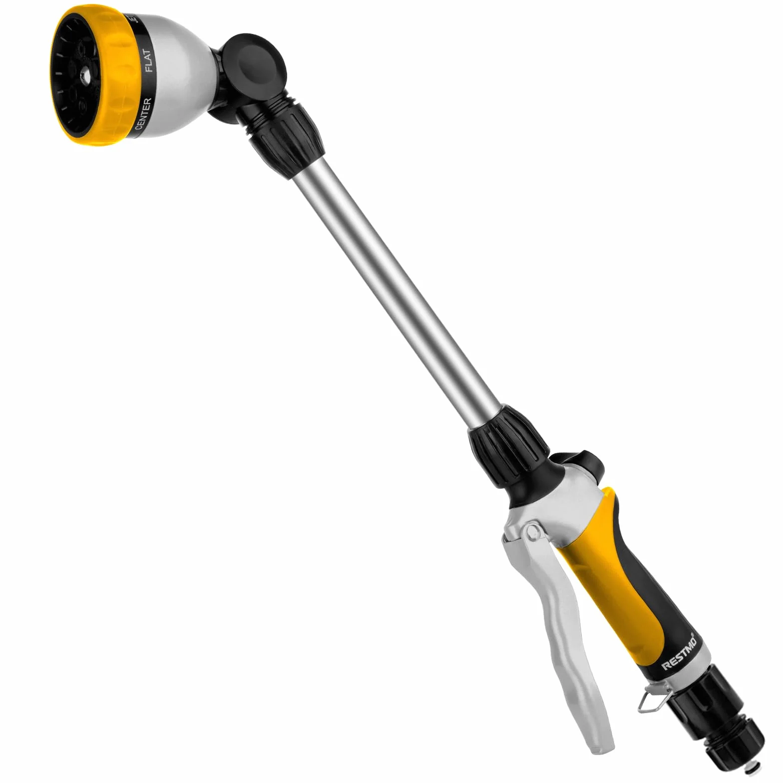 RESTMO Lanca do podlewania 48 cm, pistolet natryskowy, długa metalowa lanca natryskowa, regulowana głowica zapadkowa 180°, 7 wzorów natryskowych, różdżka do węża ogrodowego, do wiszących koszy