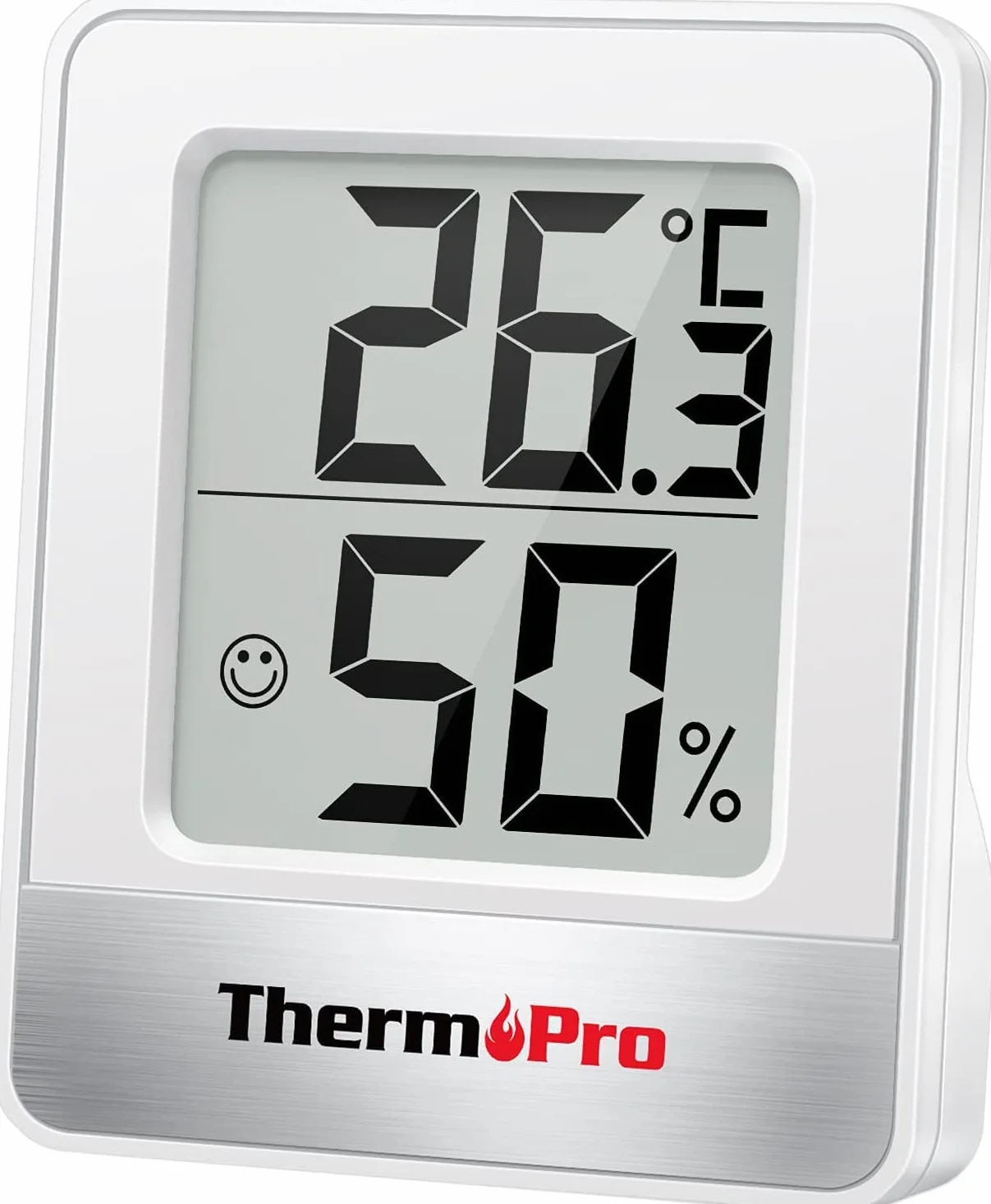 ThermoPro TP49 cyfrowy mini termometr z funkcją higrometru, pomiar temperatury i wilgotności powietrza w pomieszczeniu ze wskaźnikiem smiley do kontroli klimatu w pomieszczeniu, biały
