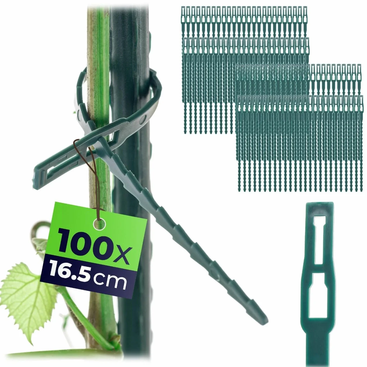 KADAX Opaski do roślin 16,5 cm 100 sztuk regulowanych klipsów z tworzywa sztucznego