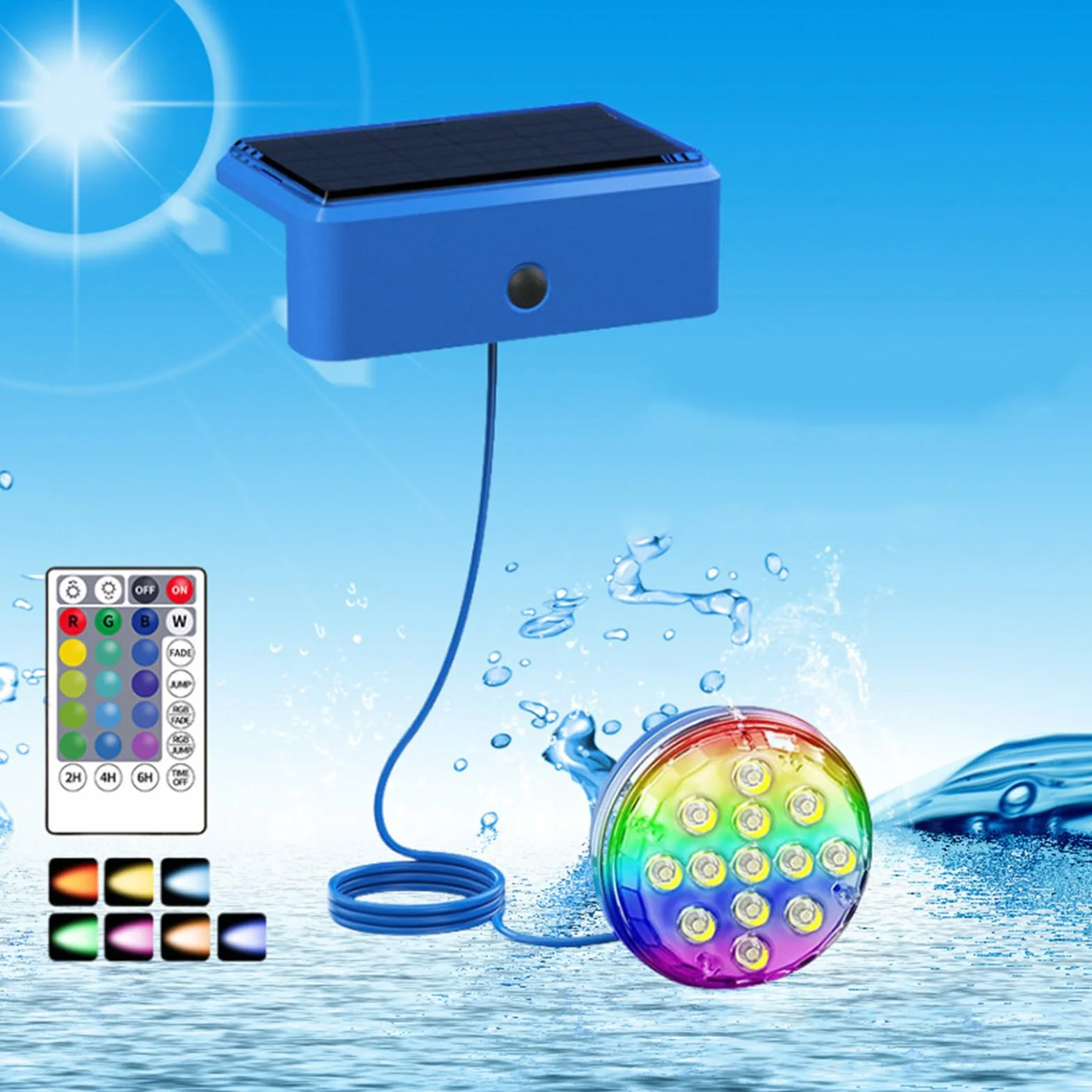 Solarne lampy basenowe fontannowe wodoodporne zmieniające kolor z timerem do ogrodu patio