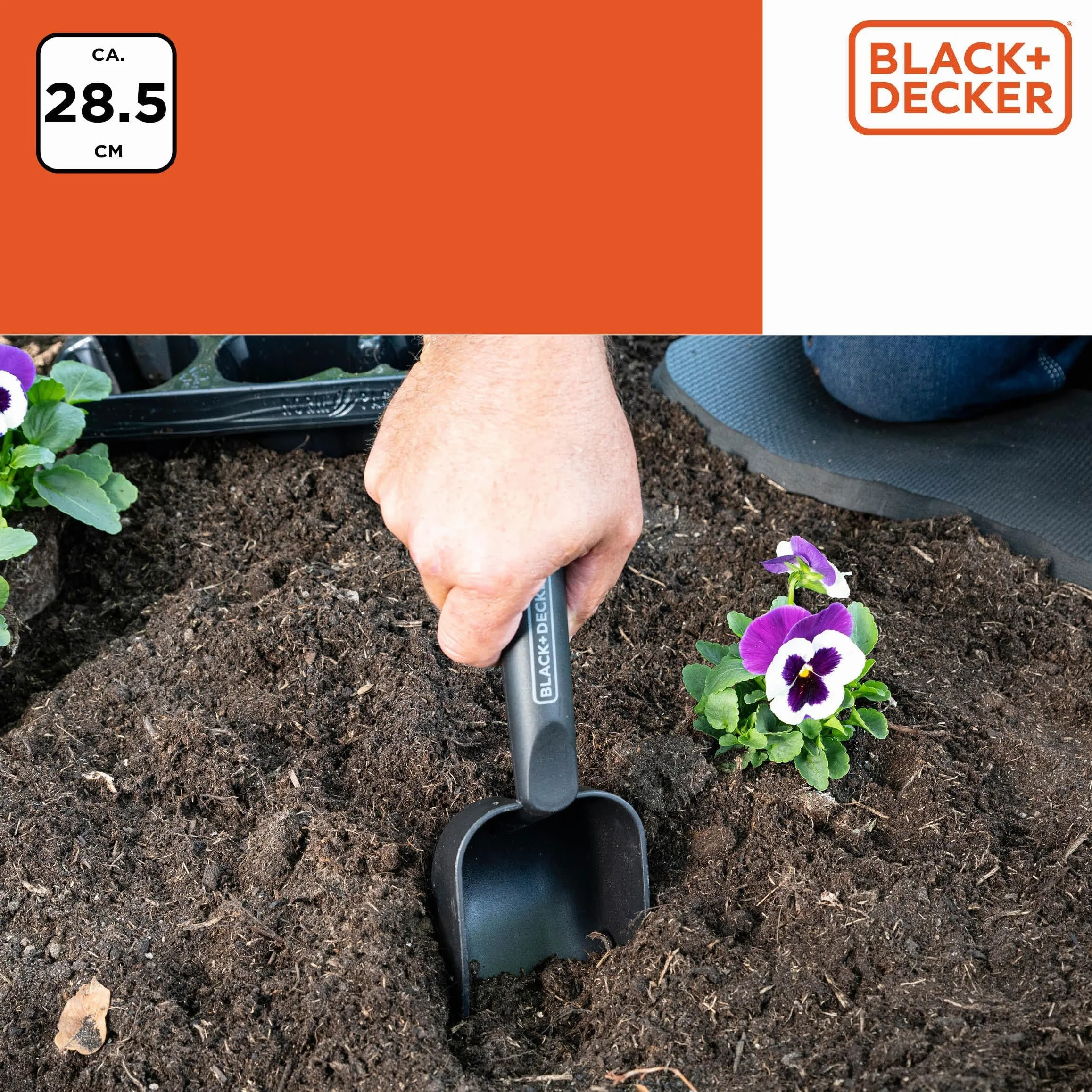 BLACK+DECKER Łopata ogrodowa - wersja okrągła - głębokie dno - 28,5 cm - czarna