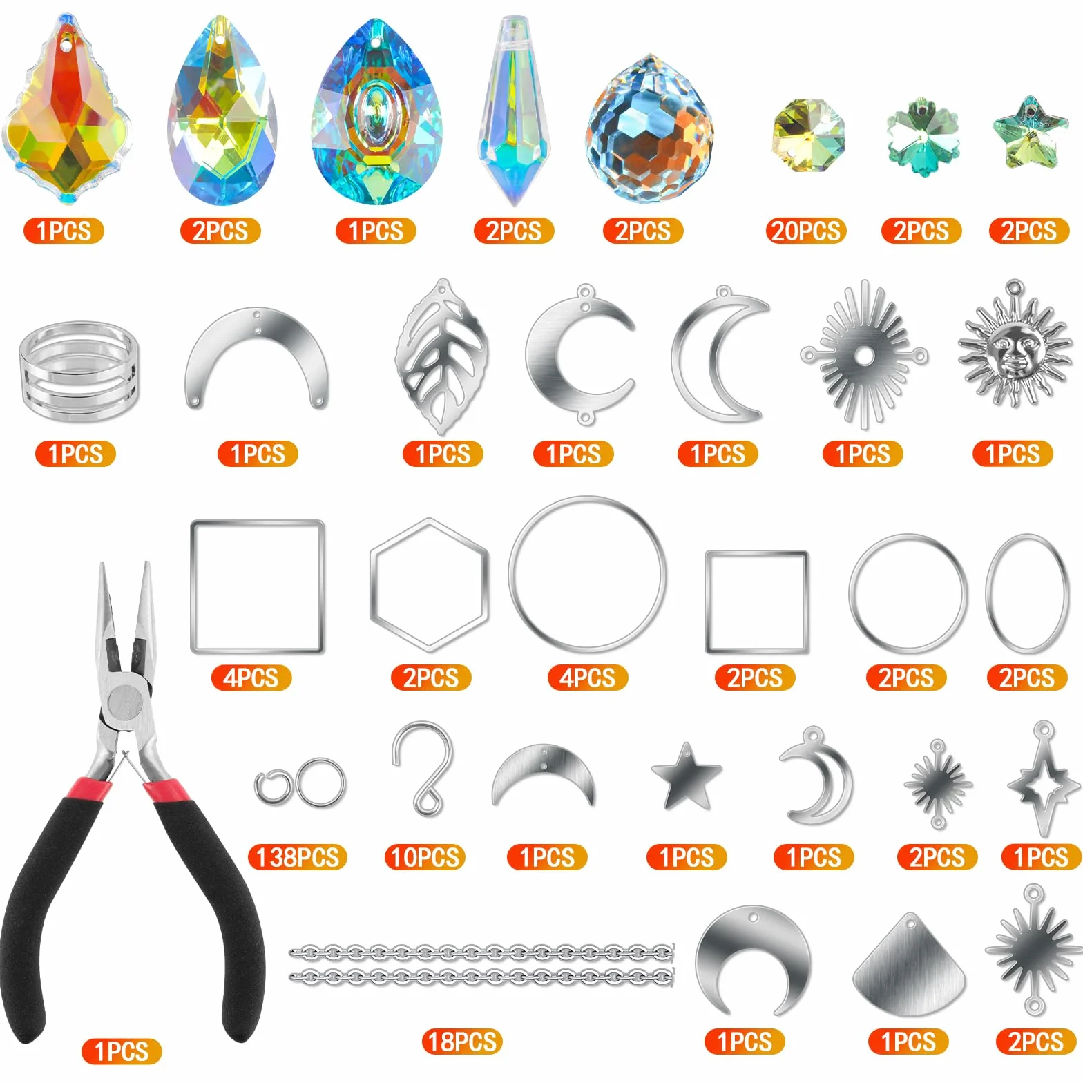 Zestaw do majsterkowania, zestaw do majsterkowania, 200 sztuk, dla dorosłych, łapacz słońca, dekoracja okienna, "zrób to sam", łapacz słońca, dzwonki wietrzne z kryształową zawieszką,