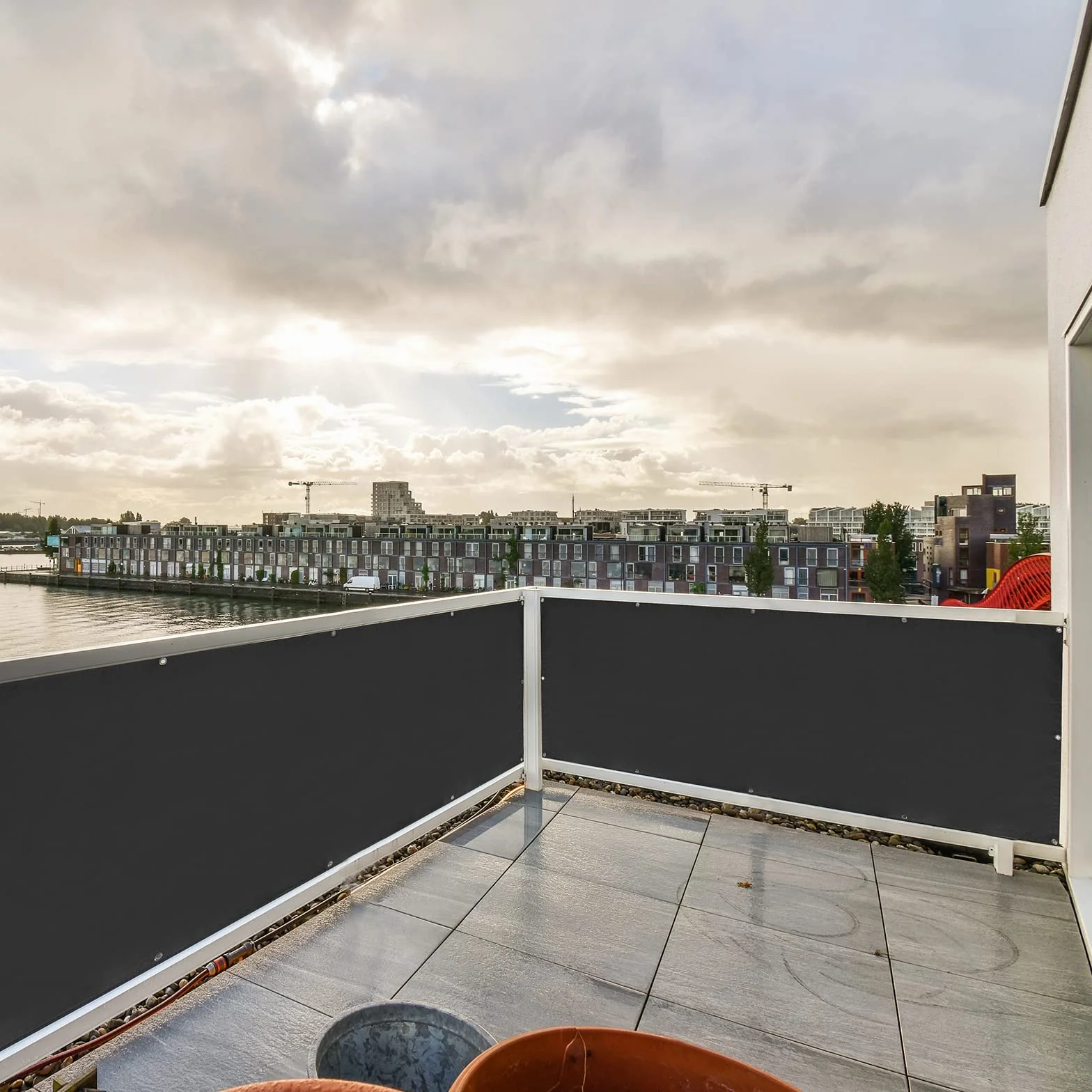 CCLIFE Zasłona na balkon nieprzezroczysta odporna na UV 0.9x3m